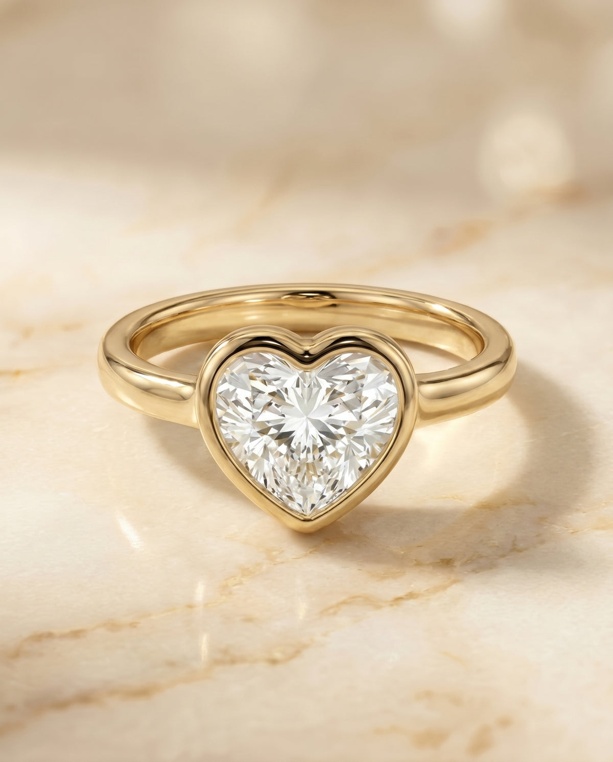 The Agnes heart engagement ring setting in 18K Yellow Gold | RockHer