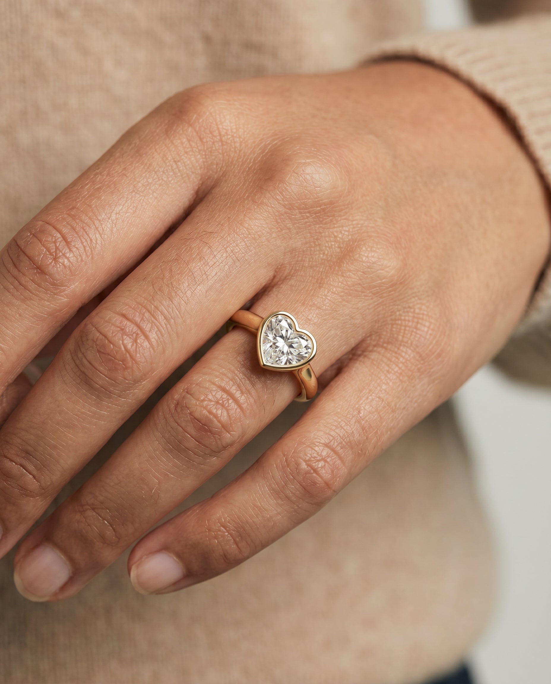 The Agnes engagement ring setting in 18K Yellow Gold, bezel solitaire in design | RockHer