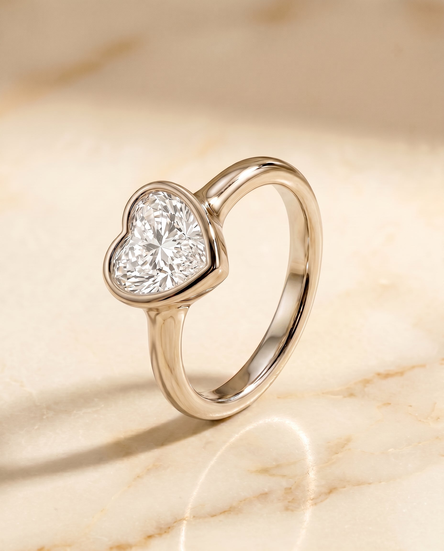 Bezel Solitaire In styling on The Agnes heart engagement ring setting | RockHer