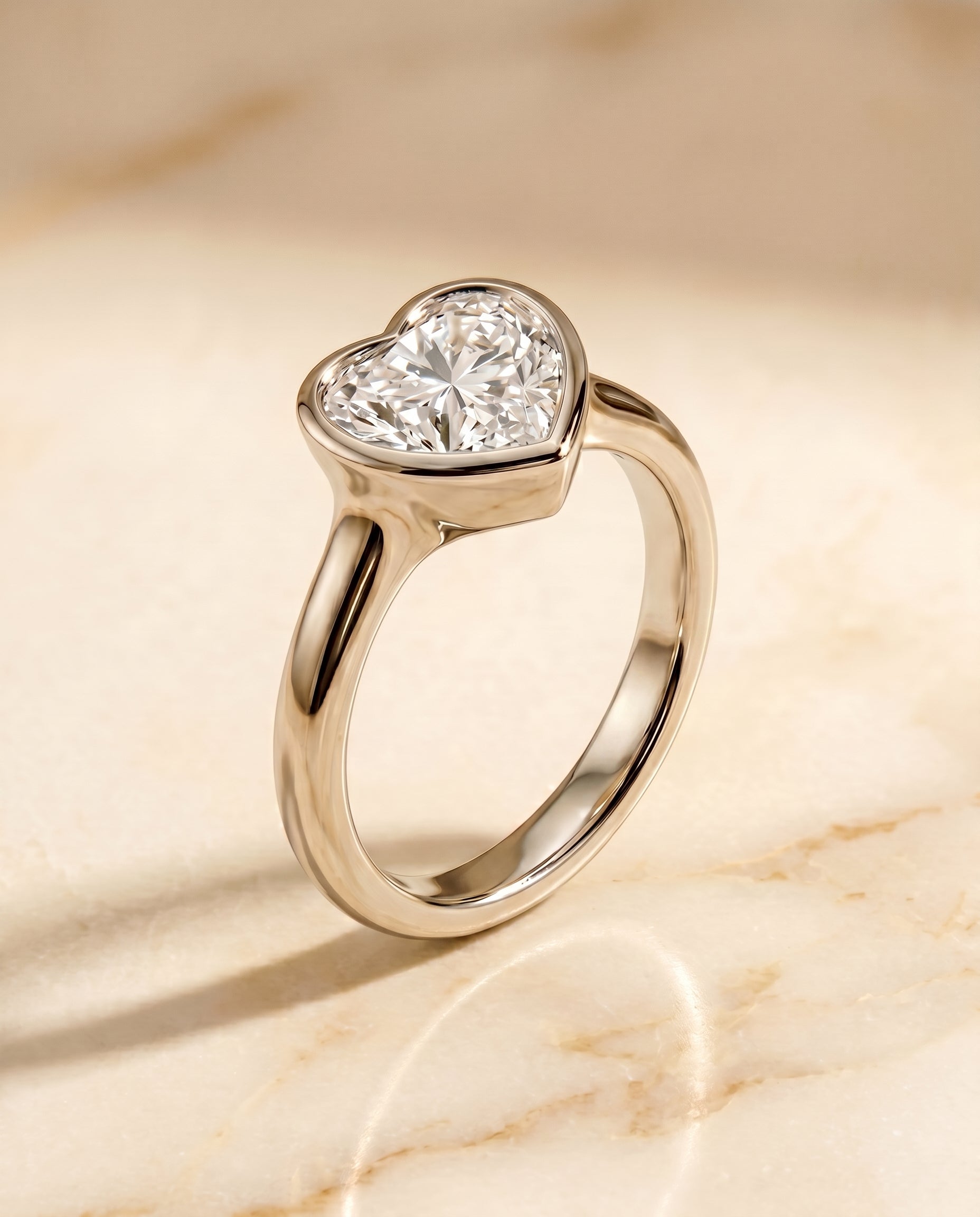 The Agnes setting for heart diamonds, made to order in 18K White Gold | RockHer