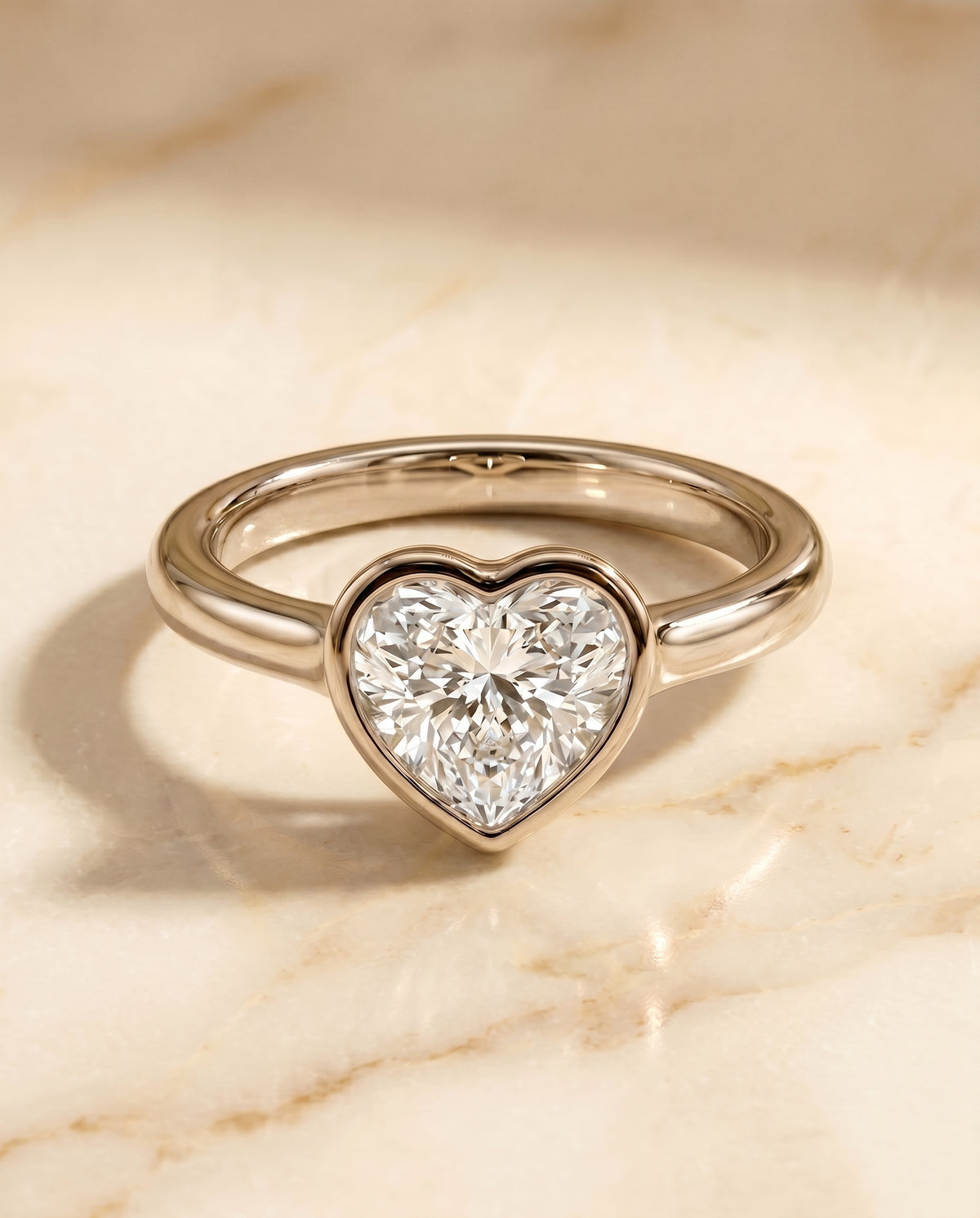 The Agnes heart engagement ring setting in 18K White Gold | RockHer