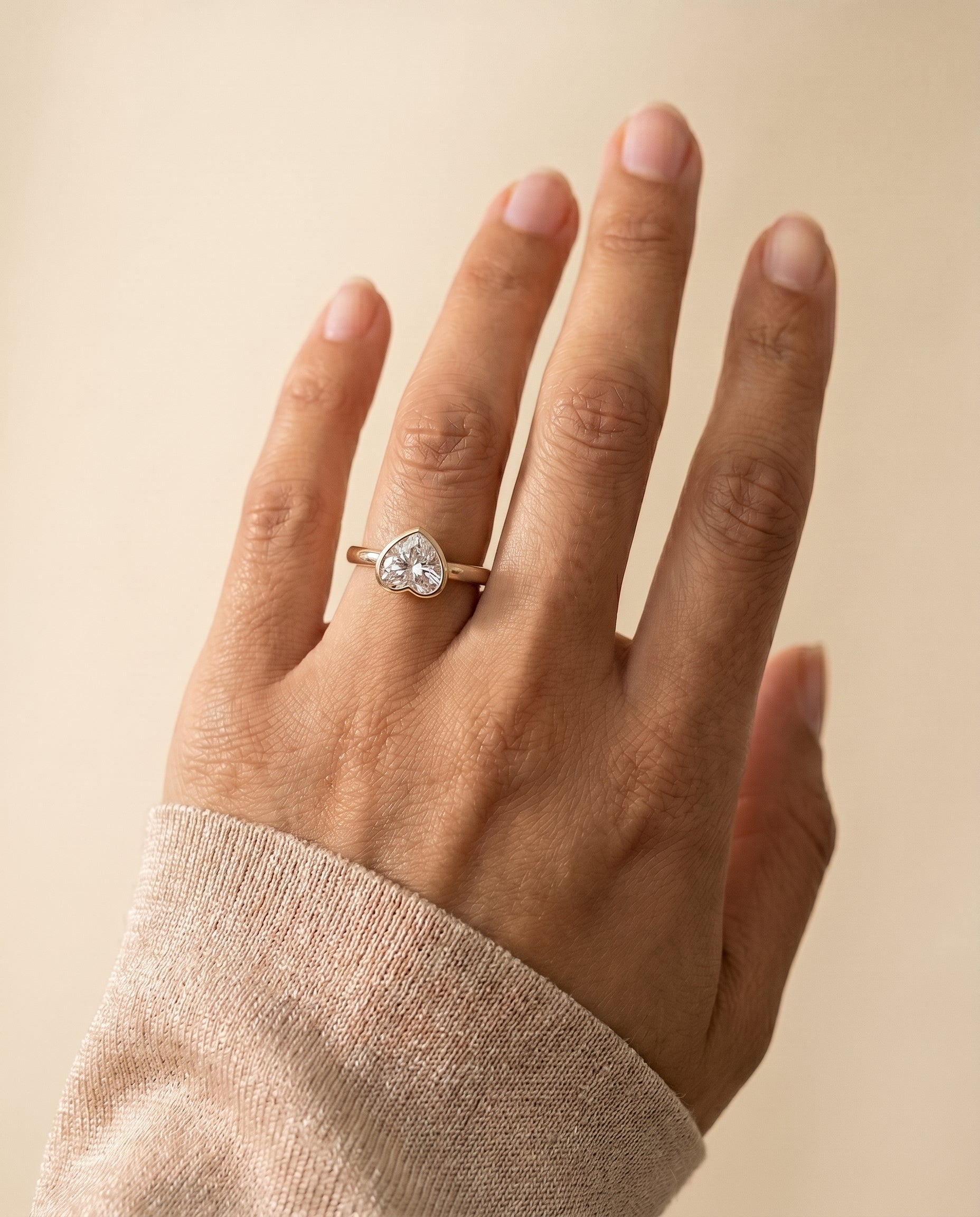 The Agnes engagement ring setting in 18K White Gold, bezel solitaire in design | RockHer