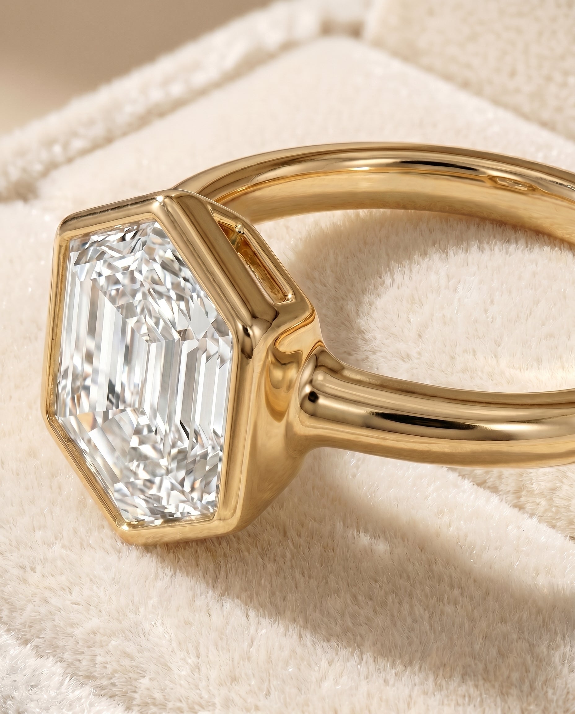 18K Yellow Gold band of The Agnes diamond engagement ring setting | RockHer