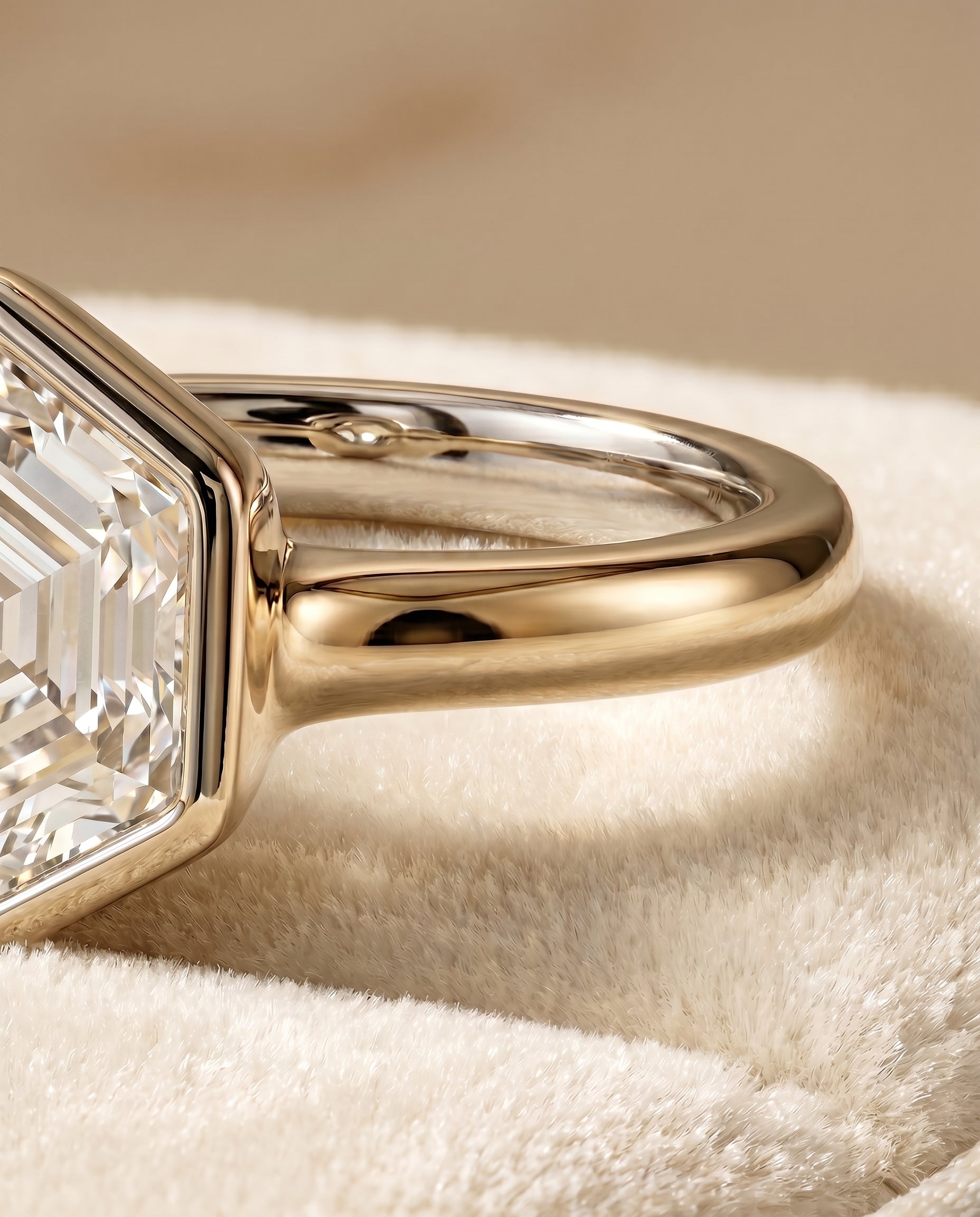 18K White Gold band of The Agnes diamond engagement ring setting | RockHer