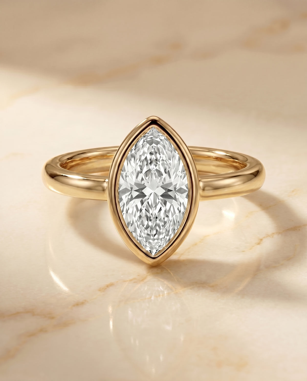 The Agnes marquise engagement ring setting in 18K Yellow Gold | RockHer