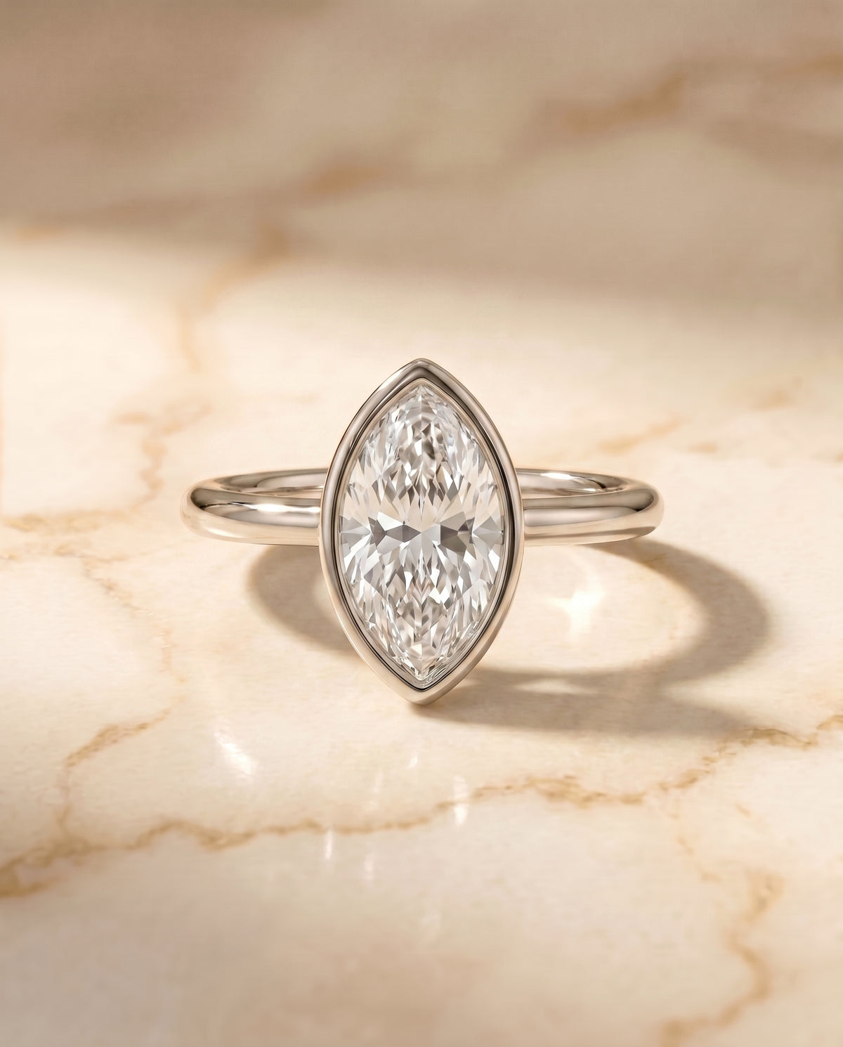 The Agnes marquise engagement ring setting in 18K White Gold | RockHer