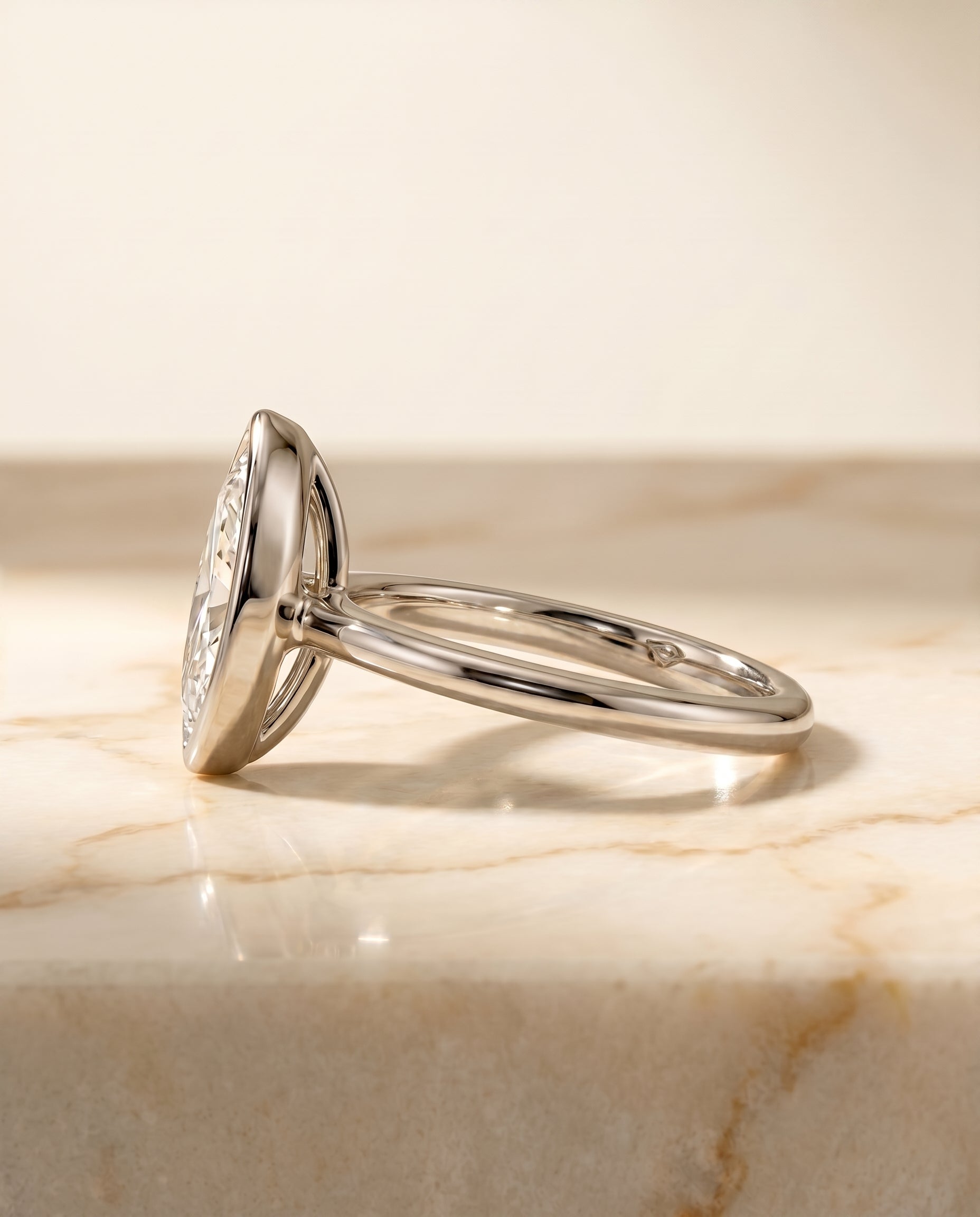 The Agnes setting for marquise diamonds, made to order in 18K White Gold | RockHer