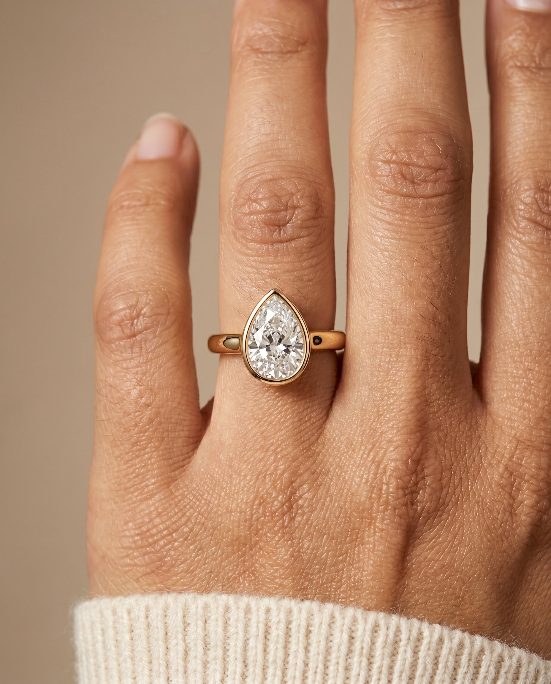 The Agnes engagement ring setting in 18K Yellow Gold, bezel solitaire in design | RockHer