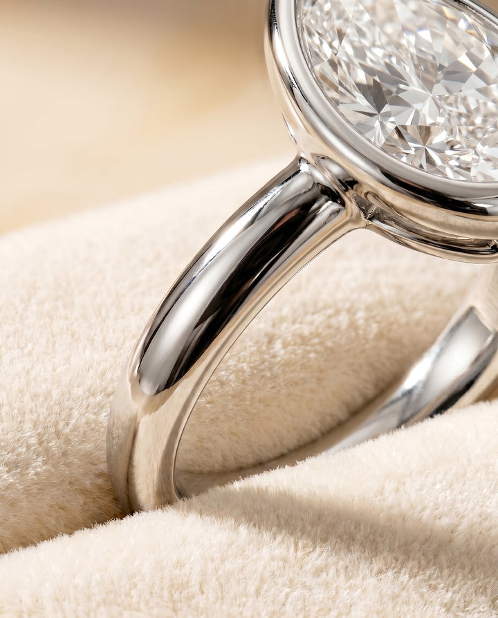 The Agnes Select Bezel Solitaire Engagement Ring with Lab Diamond in Platinum - view 4