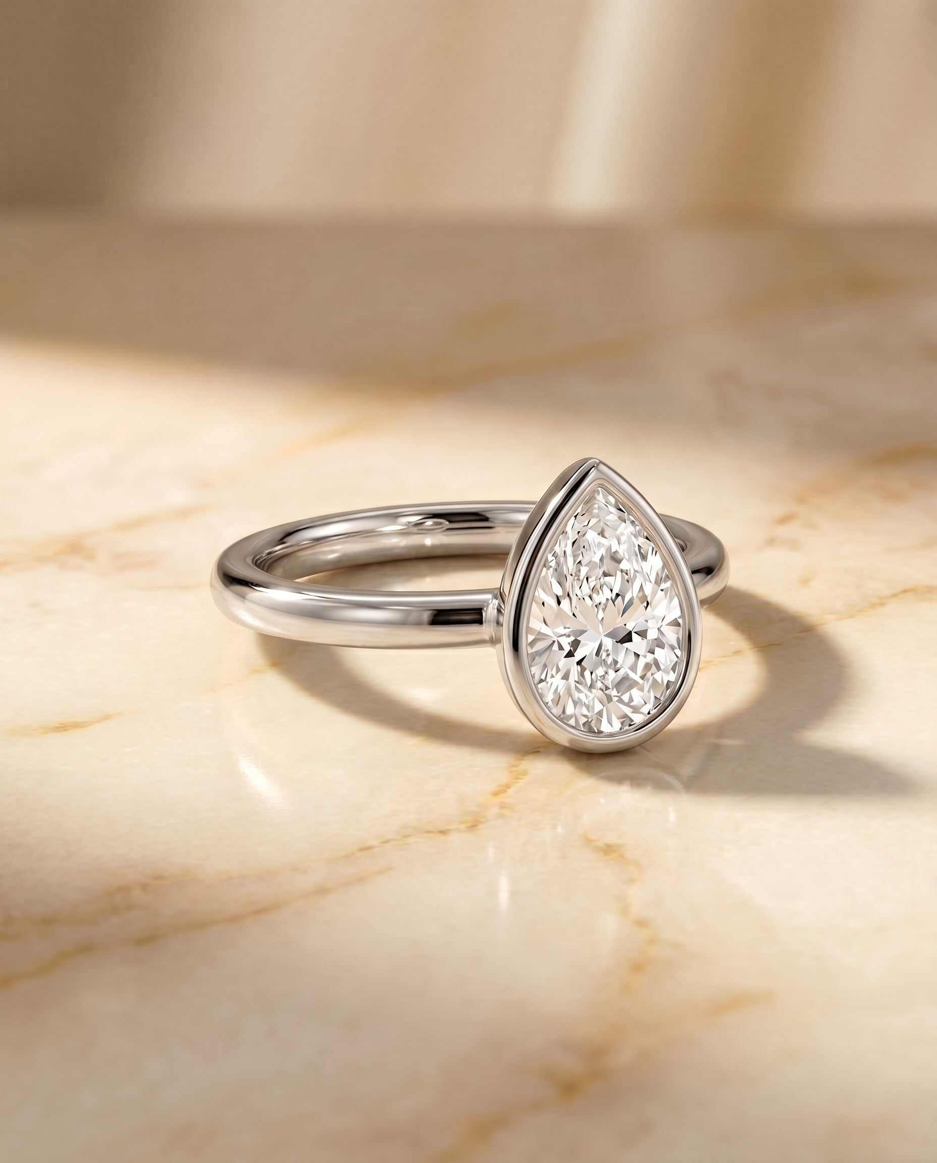 The Agnes pear engagement ring setting in 18K White Gold | RockHer