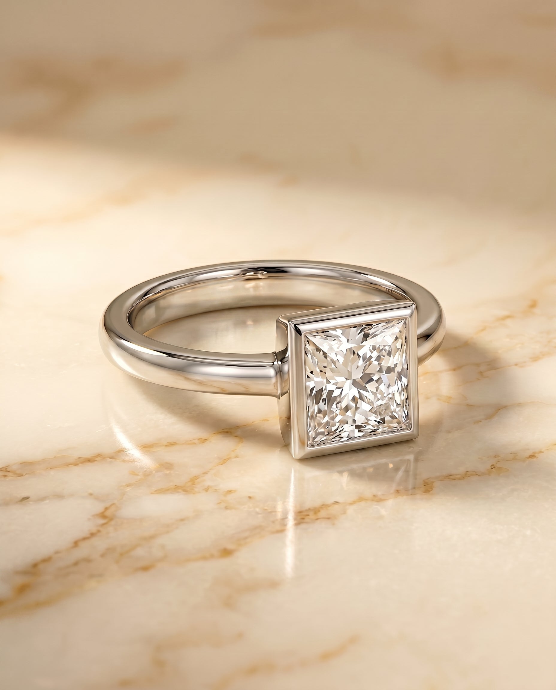 The Agnes princess engagement ring setting in 18K White Gold | RockHer