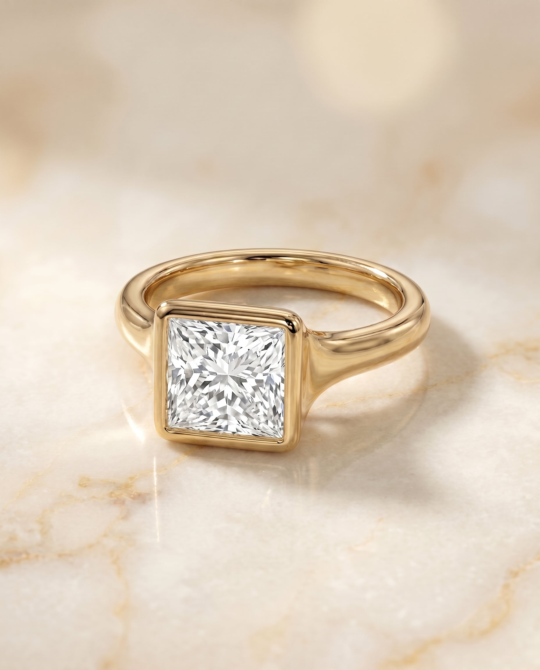 The Agnes princess engagement ring setting in 18K Yellow Gold | RockHer