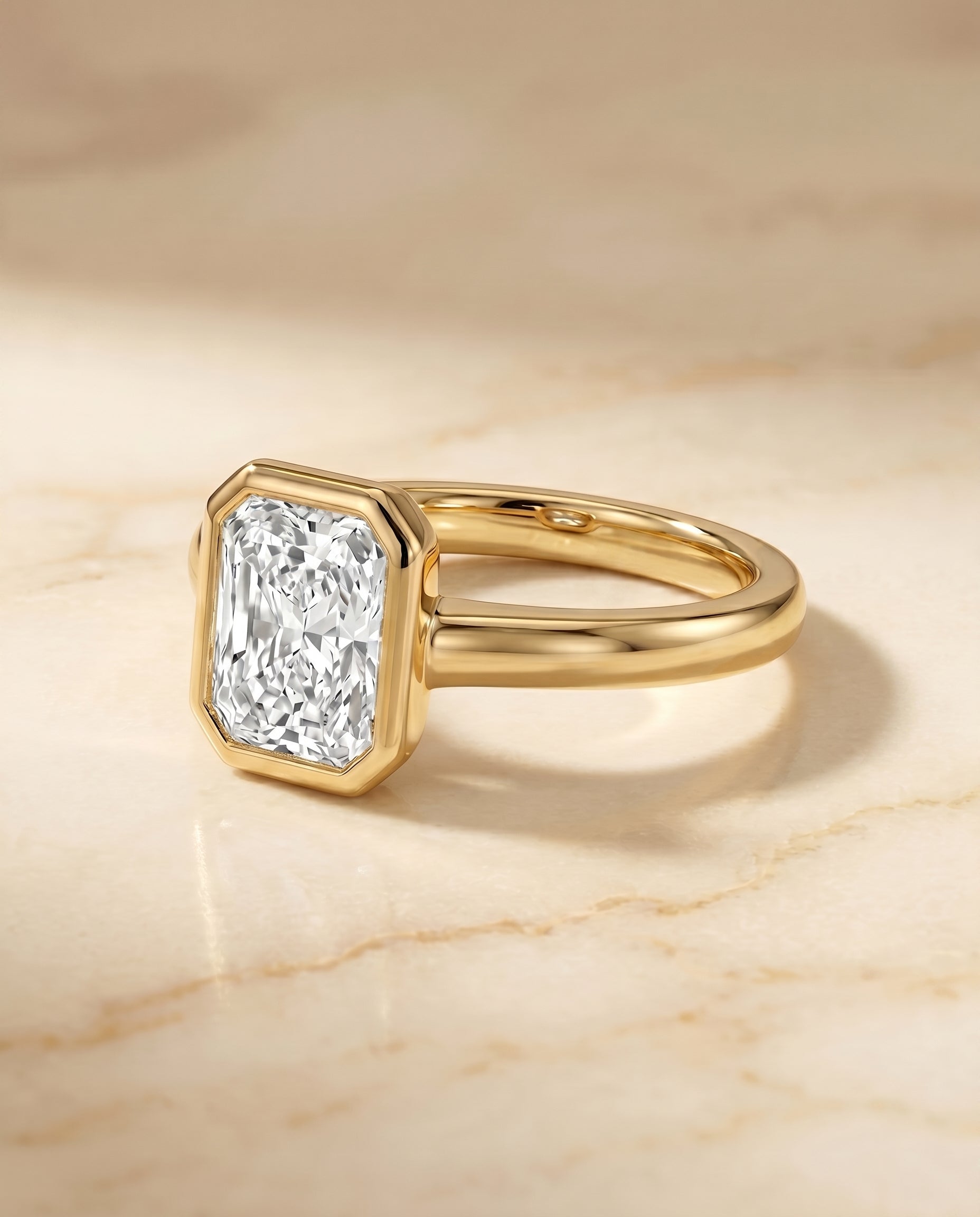 The Agnes radiant engagement ring setting in 18K Yellow Gold | RockHer