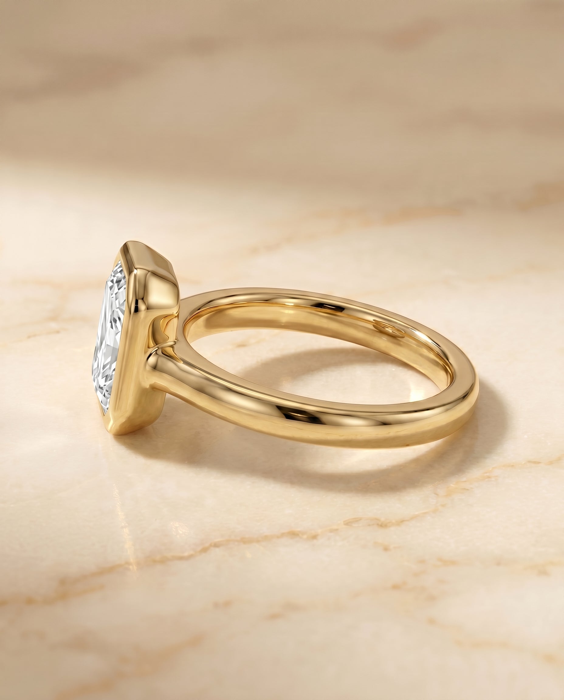 The Agnes setting for radiant diamonds, made to order in 18K Yellow Gold | RockHer