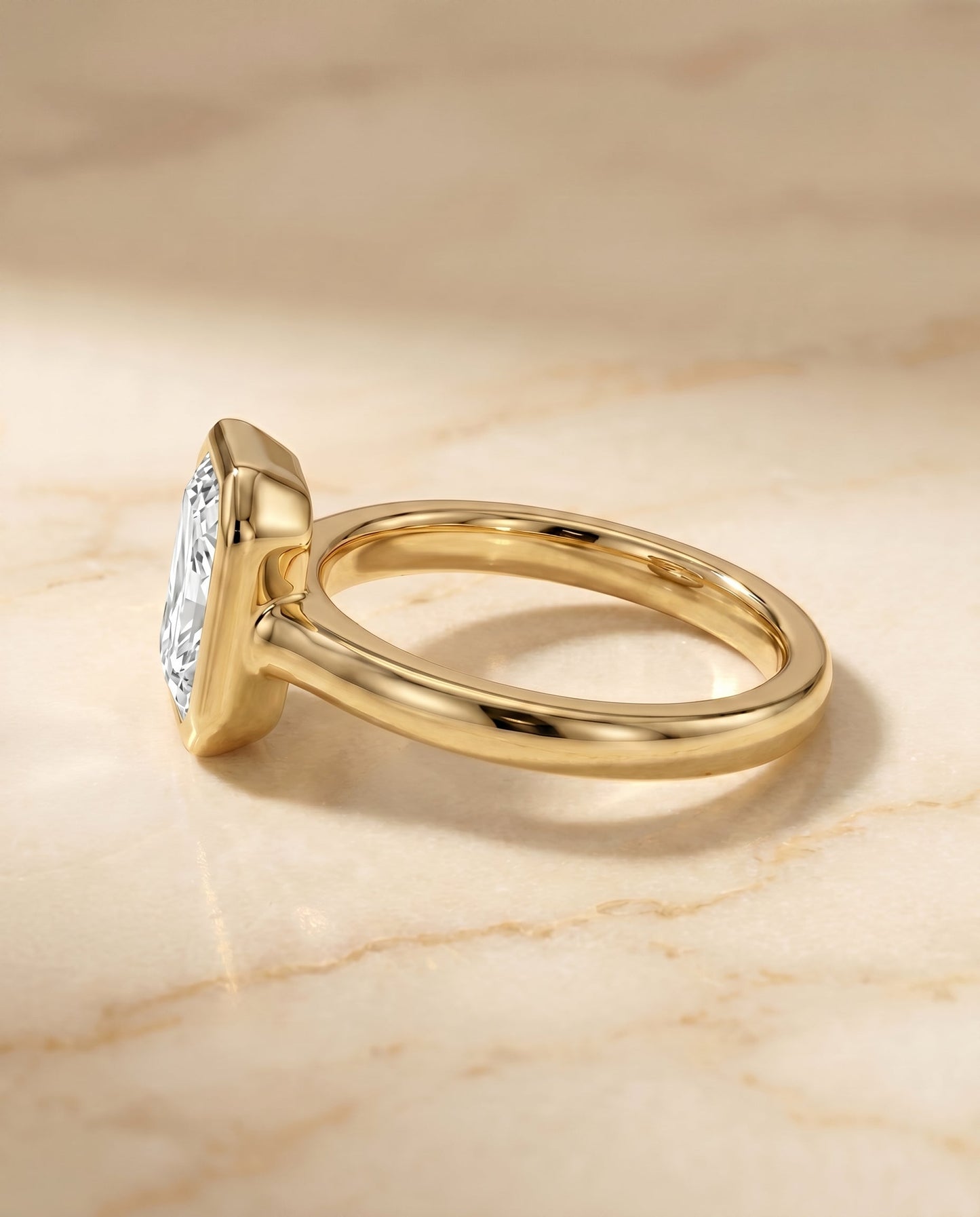 The Agnes Select Bezel Solitaire Engagement Ring with Lab Diamond in 18K Yellow Gold - view 5