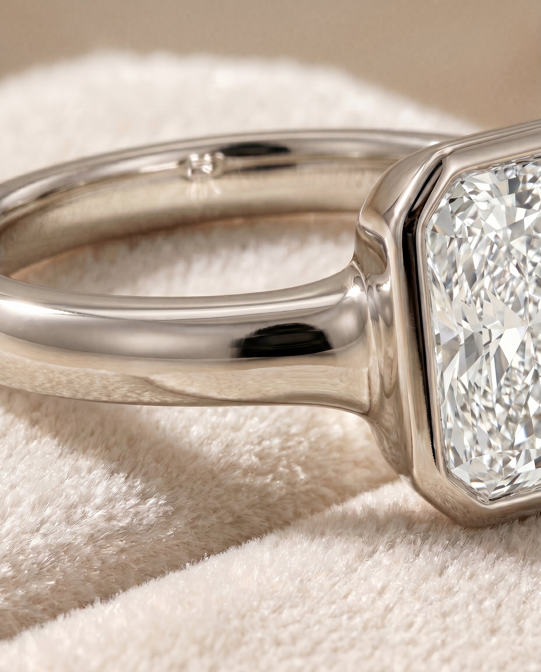 Platinum band of The Agnes diamond engagement ring setting | RockHer