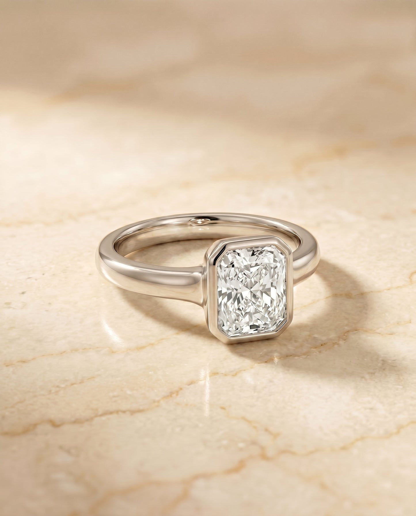 The Agnes Select Bezel Solitaire Engagement Ring with Lab Diamond in 18K White Gold - view 1