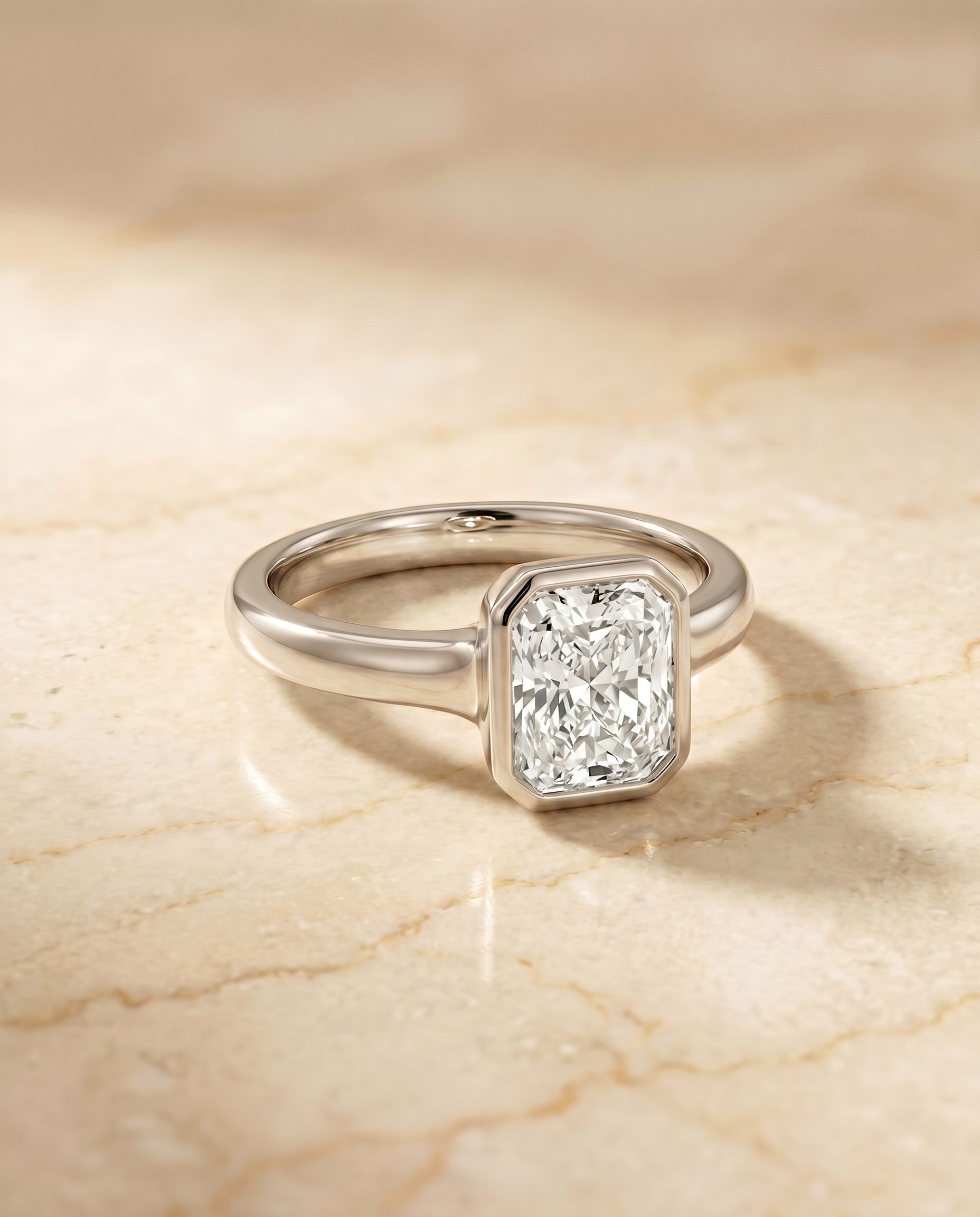 The Agnes radiant engagement ring setting in 18K White Gold | RockHer