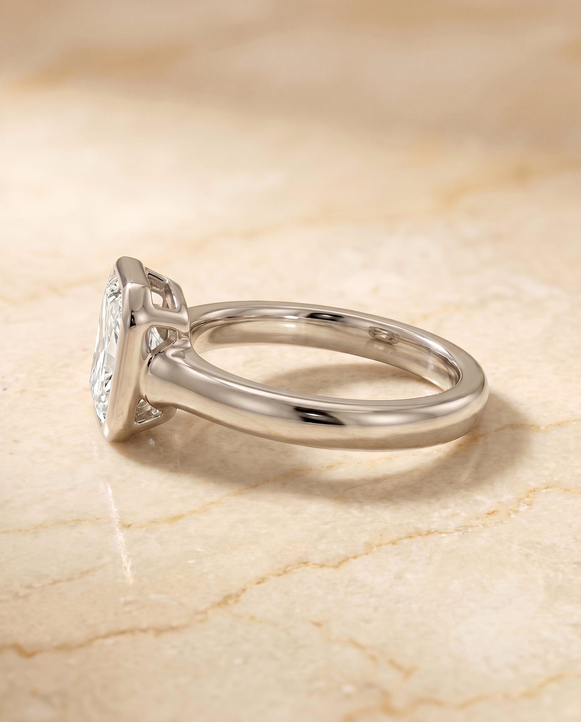The Agnes setting for radiant diamonds, made to order in Platinum | RockHer