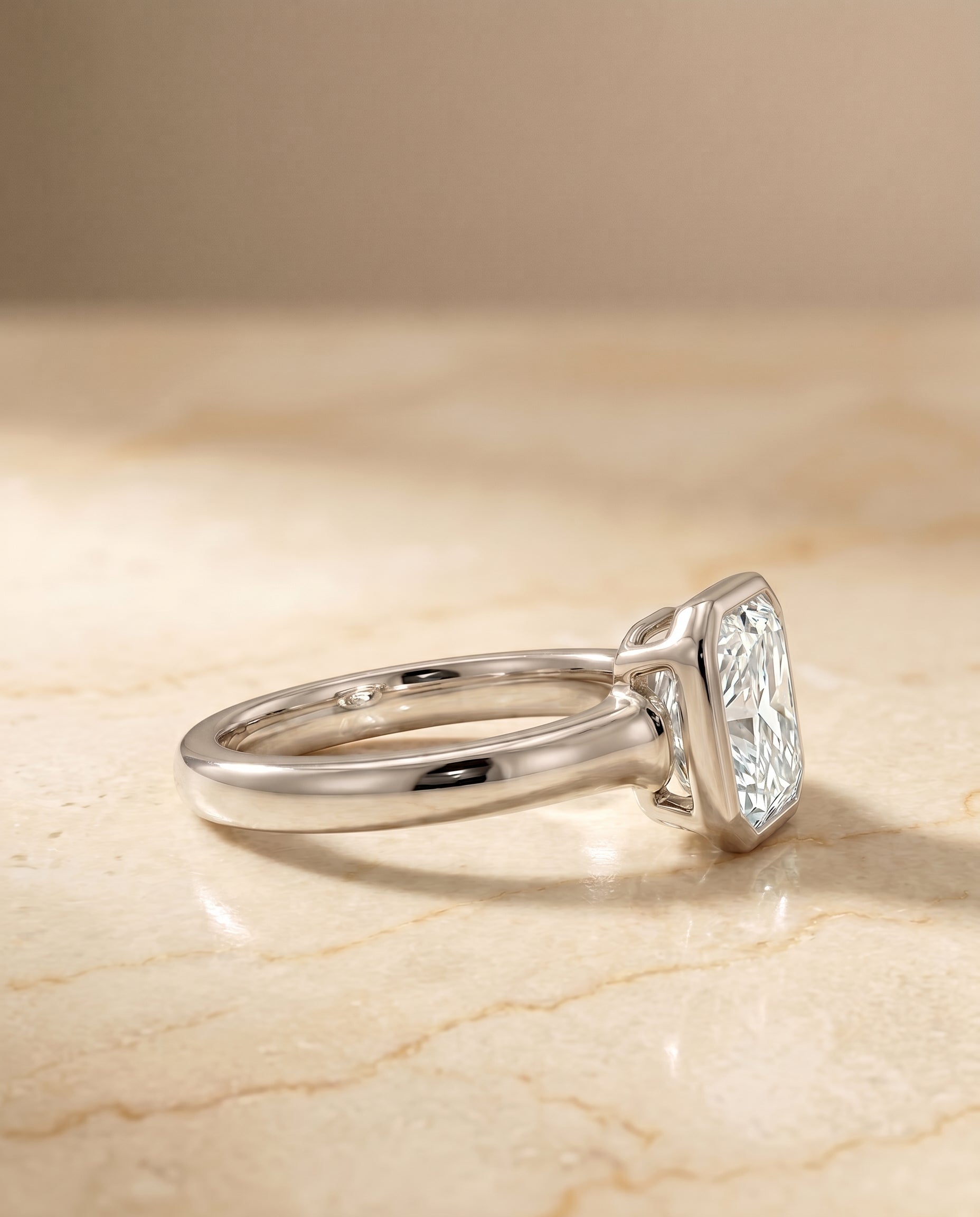 The Agnes setting for radiant diamonds, made to order in 18K White Gold | RockHer