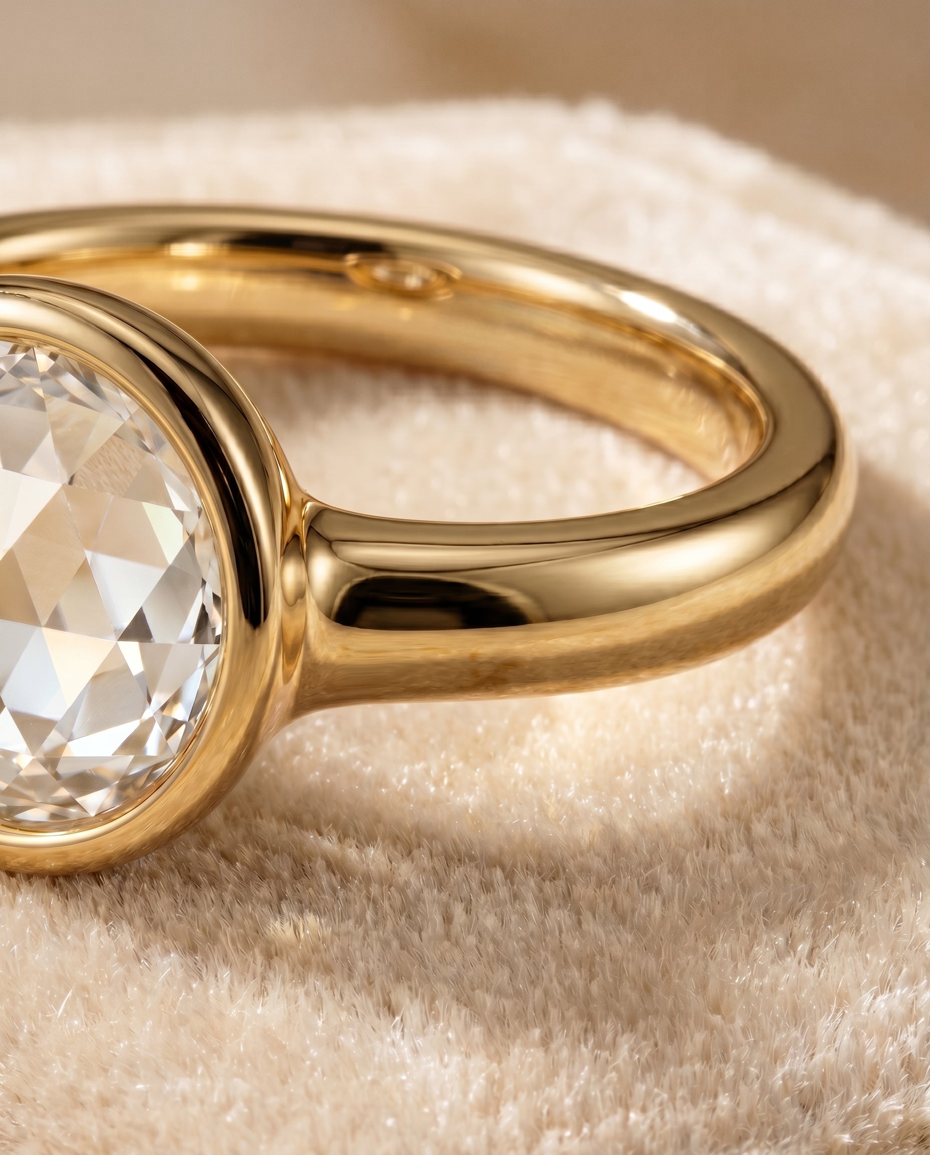 18K Yellow Gold band of The Agnes diamond engagement ring setting | RockHer