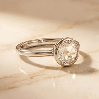 The Agnes Bezel Solitaire In Rose Cut Engagement Ring Setting in Platinum