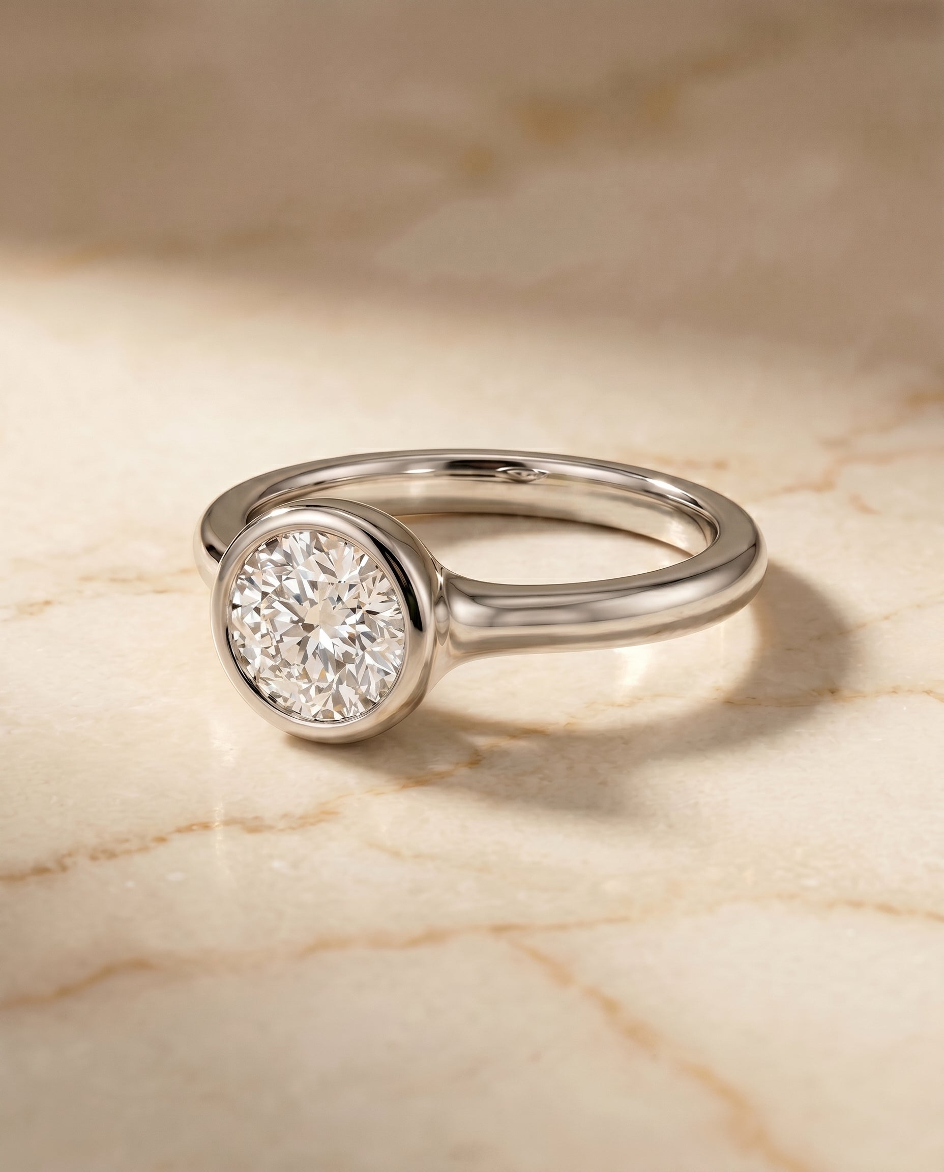 The Agnes round engagement ring setting in 18K White Gold | RockHer