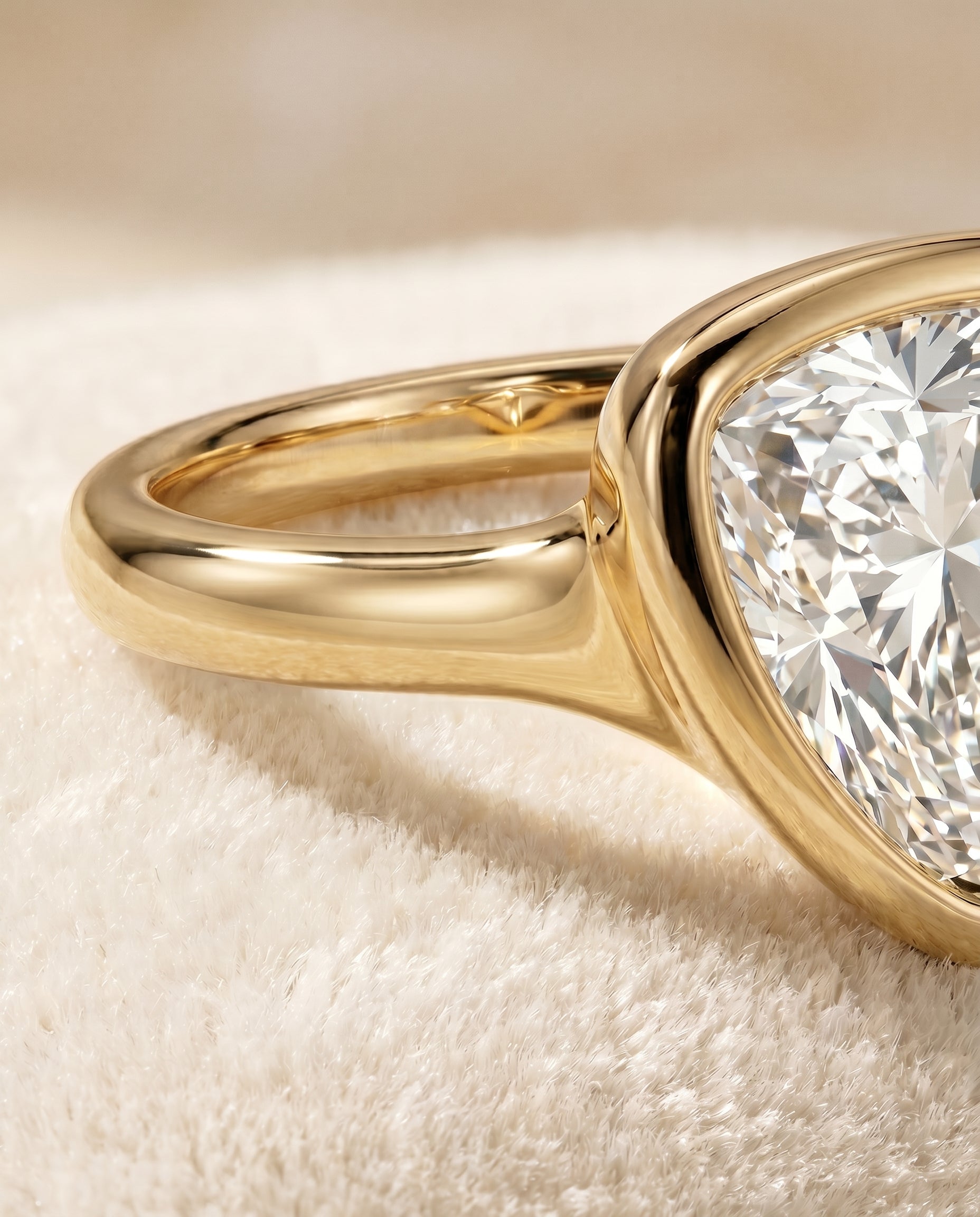 18K Yellow Gold band of The Agnes diamond engagement ring setting | RockHer