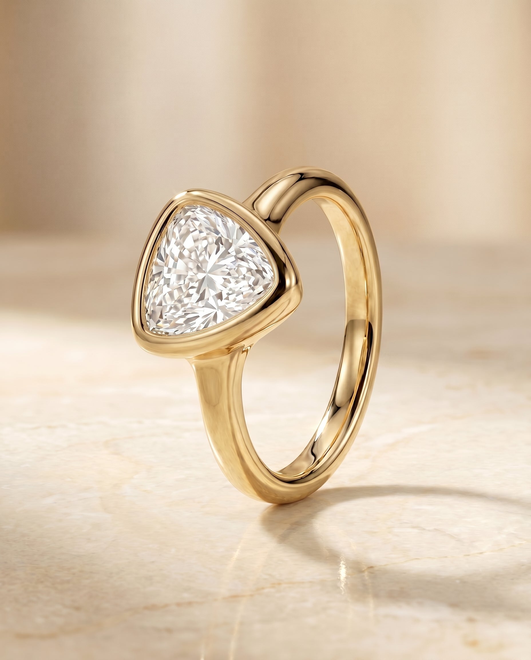 Bezel Solitaire In Shield styling on The Agnes diamond engagement ring setting | RockHer