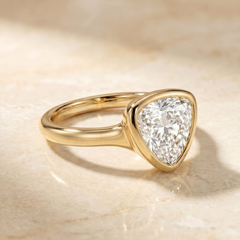 The Agnes Bezel Solitaire In Shield Engagement Ring Setting in 18K Yellow Gold