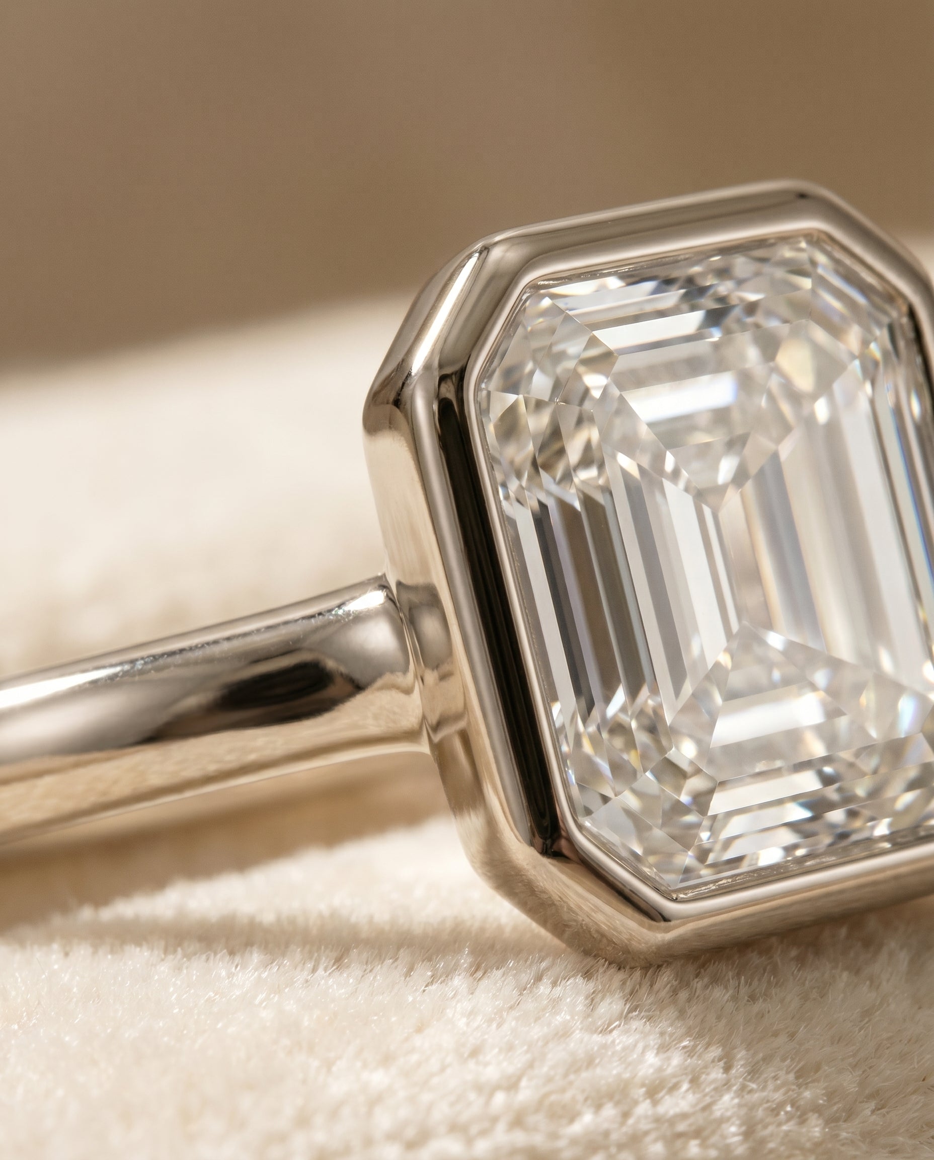 18K White Gold band of The Agnes diamond engagement ring setting | RockHer