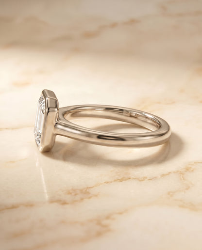 The Agnes Square Bezel Solitaire In Step Engagement Ring Setting in 18K White Gold