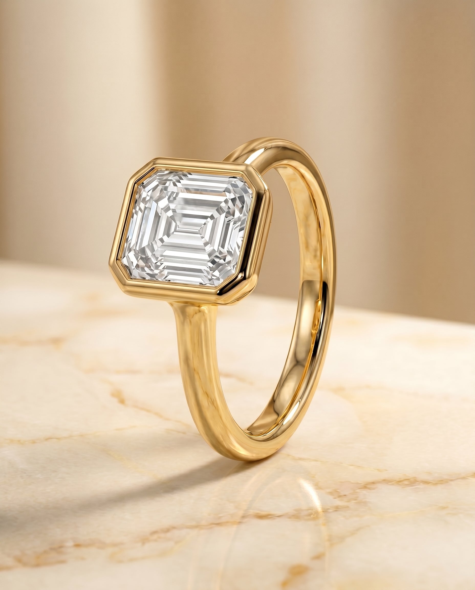 Square Bezel Solitaire In Step styling on The Agnes diamond engagement ring setting | RockHer