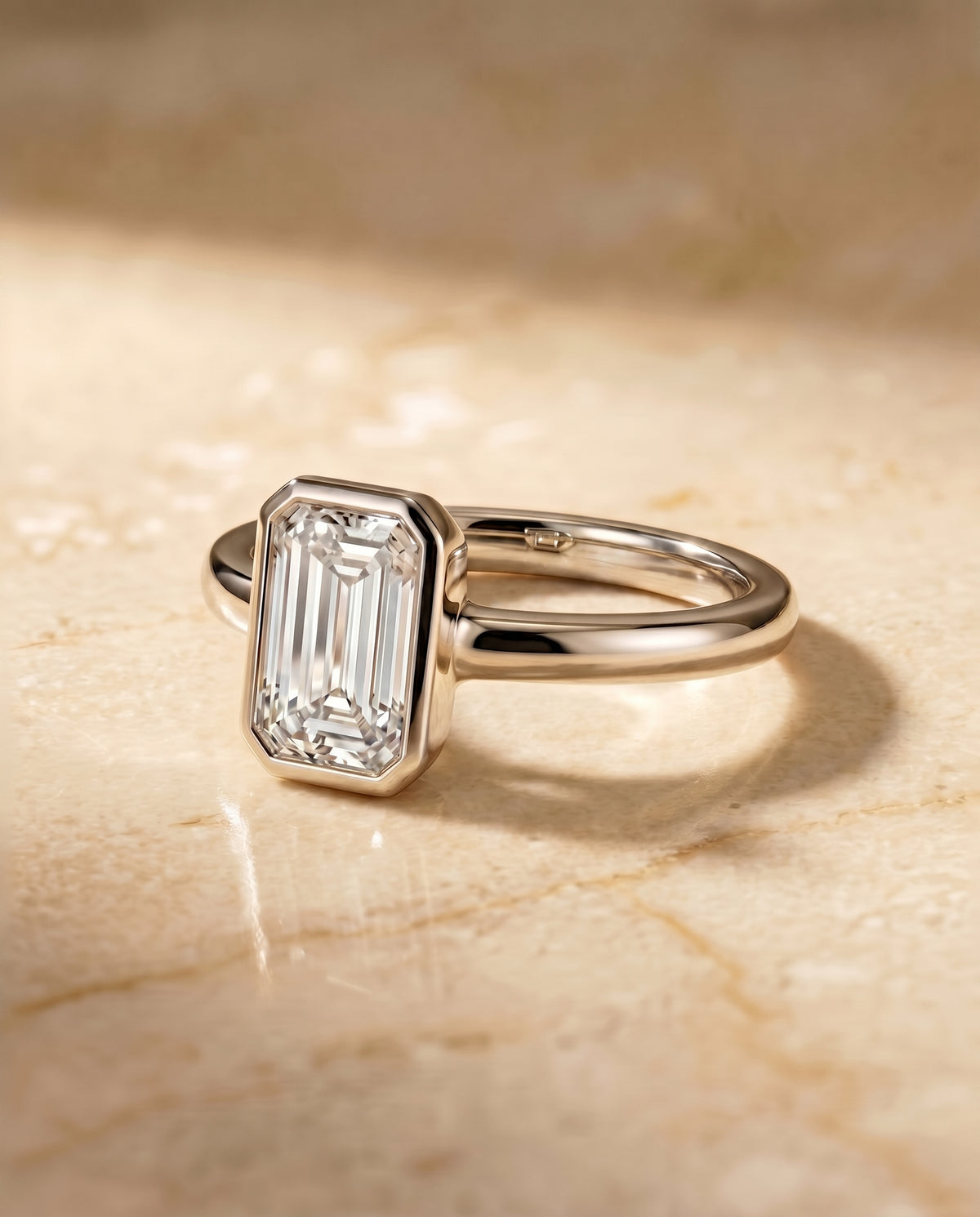 The Agnes baguette engagement ring setting in 18K White Gold | RockHer
