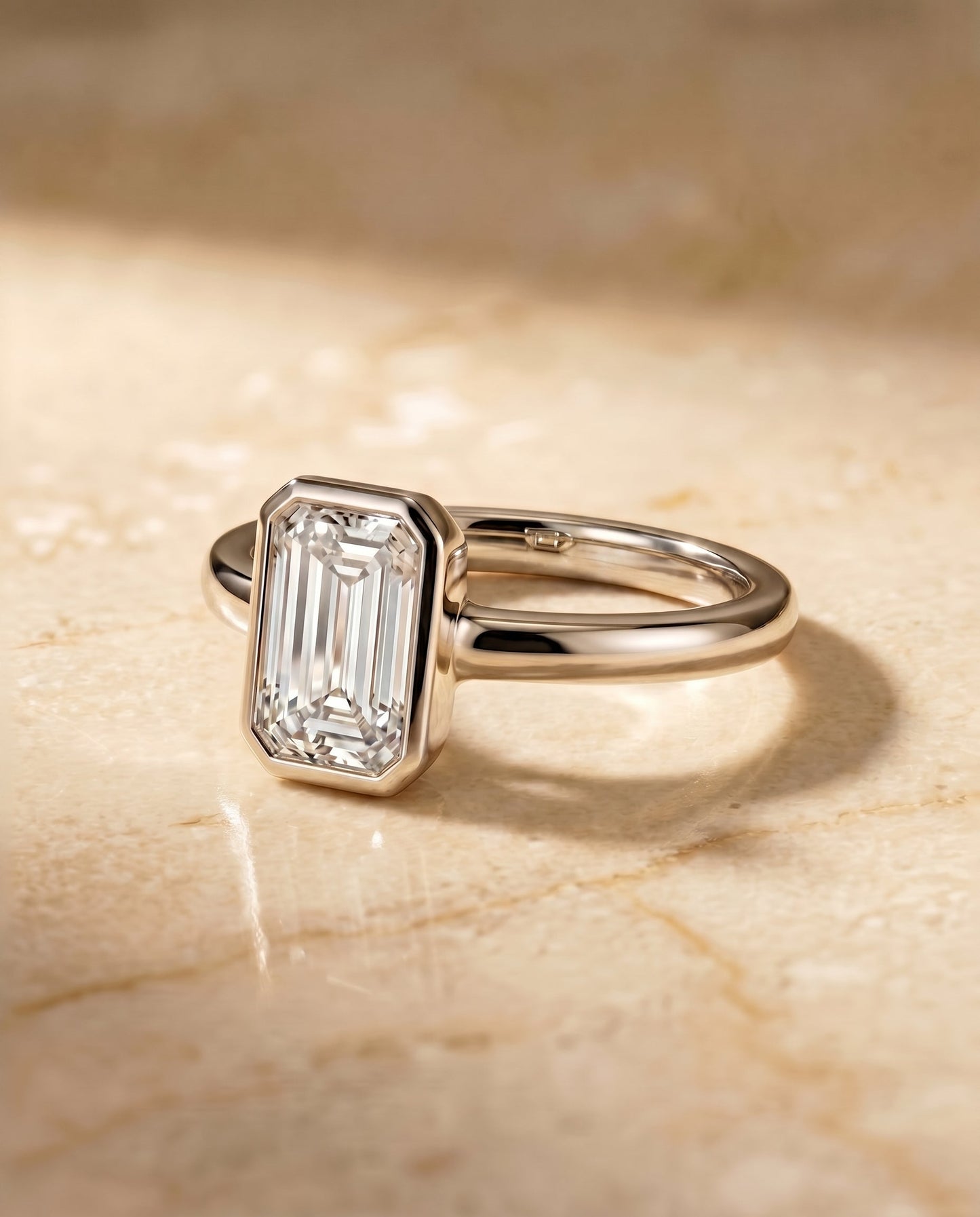 The Agnes baguette engagement ring setting in 18K White Gold | RockHer