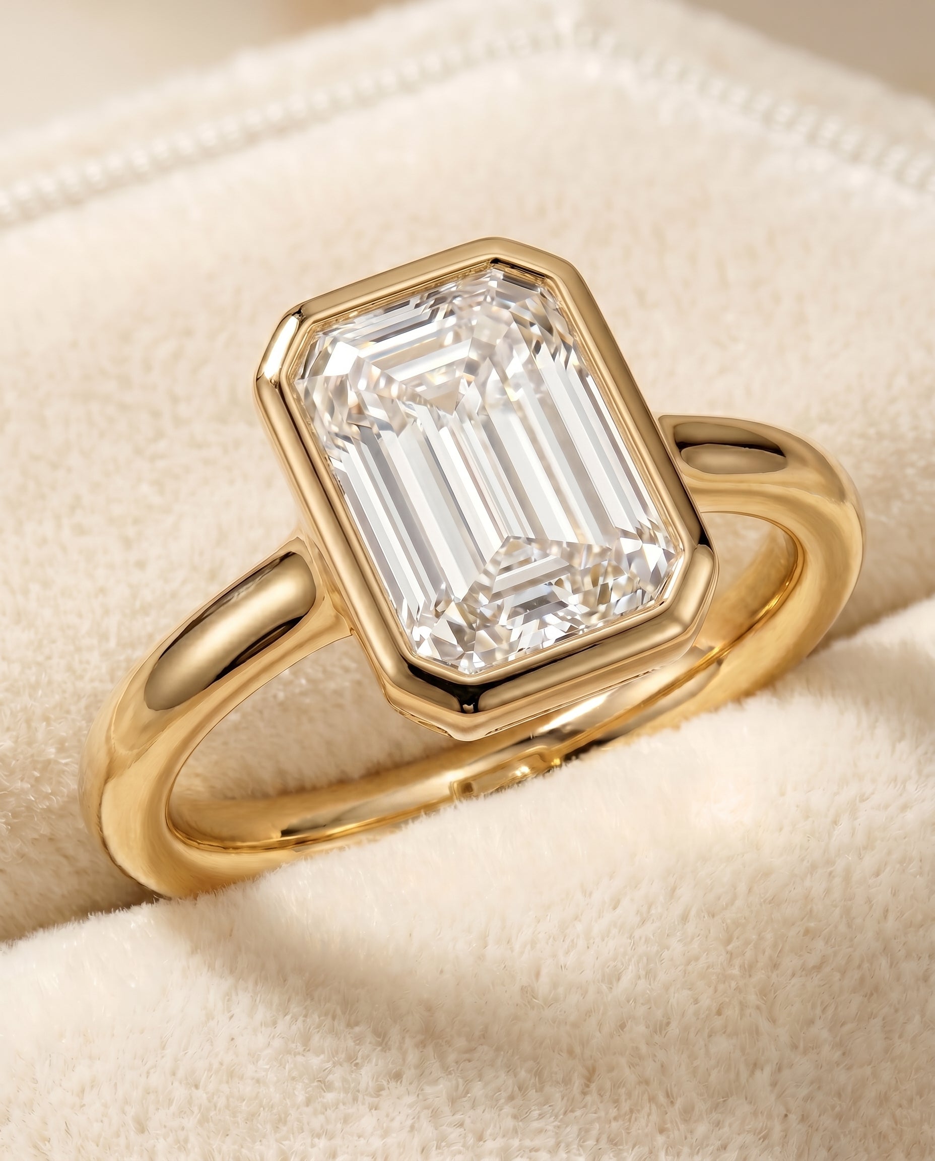 18K Yellow Gold band of The Agnes baguette engagement ring setting | RockHer