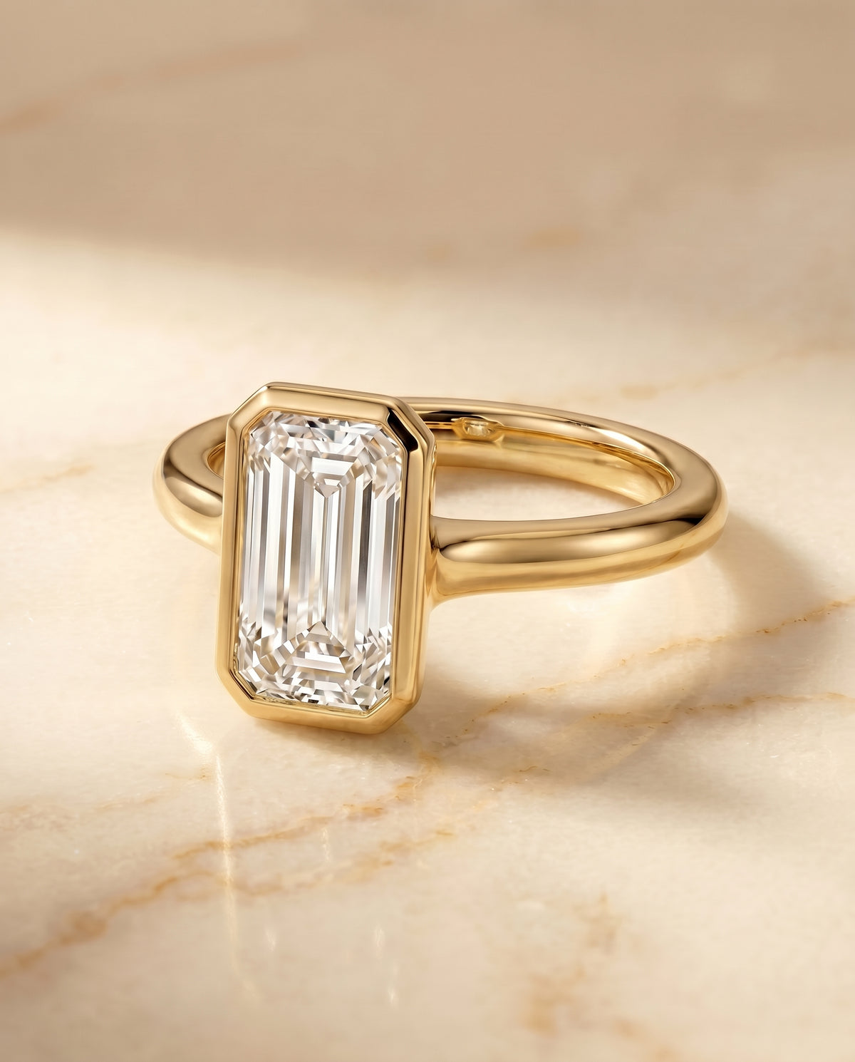 The Agnes baguette engagement ring setting in 18K Yellow Gold | RockHer