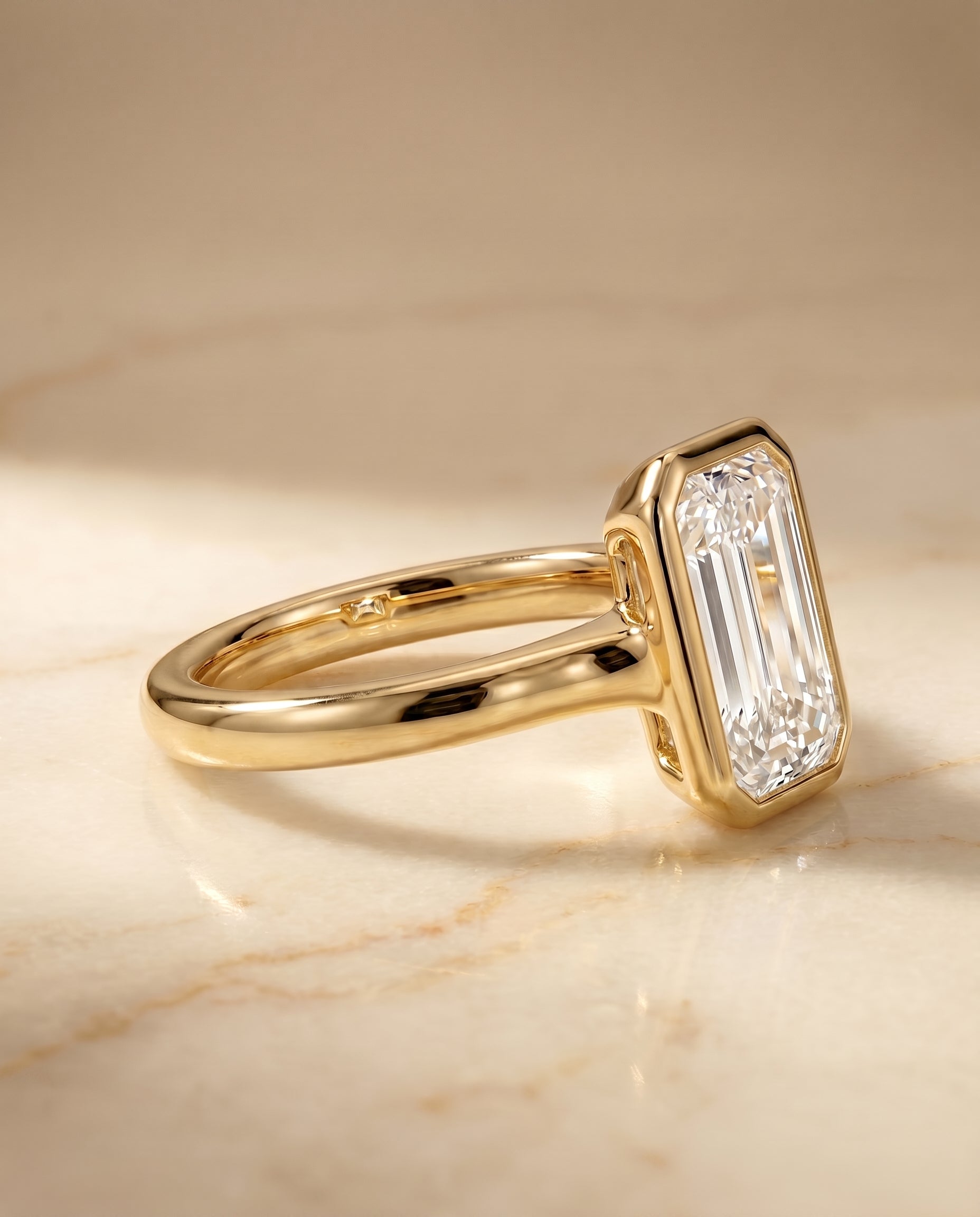 The Agnes setting for baguette diamonds, made to order in 18K Yellow Gold | RockHer