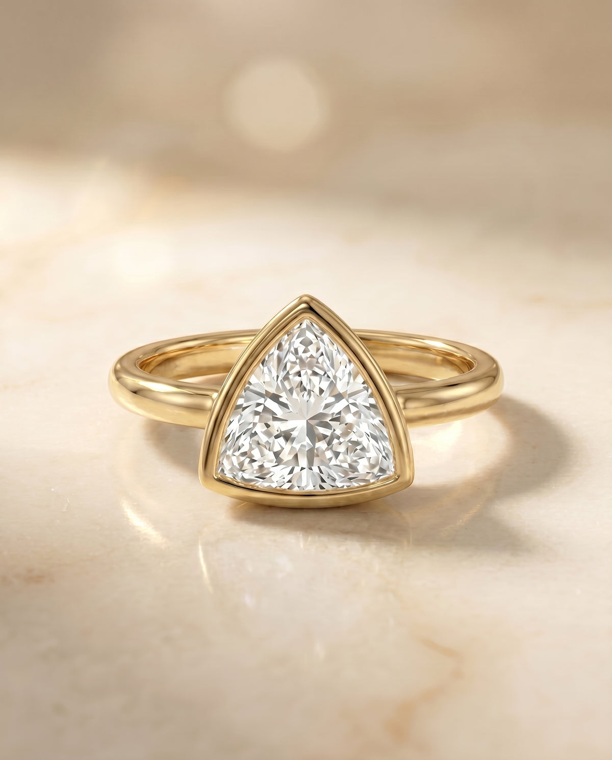 The Agnes trillion engagement ring setting in 18K Yellow Gold | RockHer