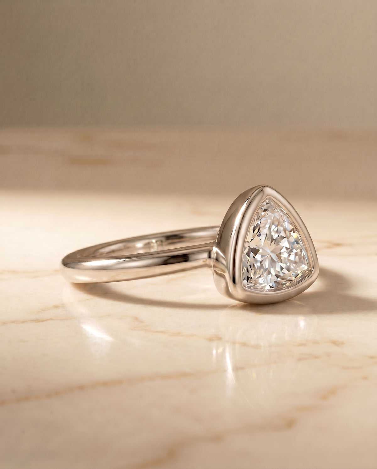 The Agnes trillion engagement ring setting in 18K White Gold | RockHer