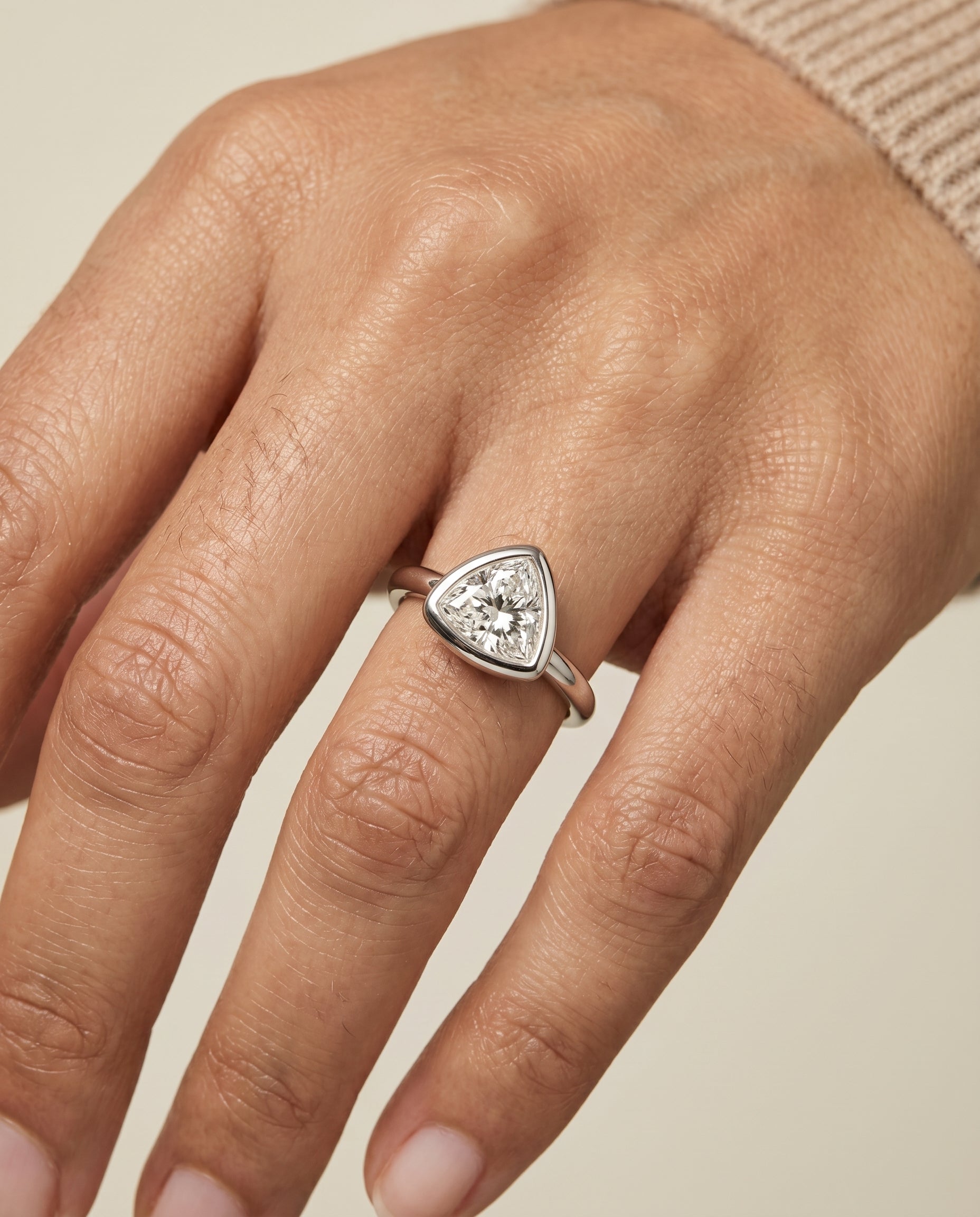 The Agnes engagement ring setting in Platinum, bezel solitaire in design | RockHer