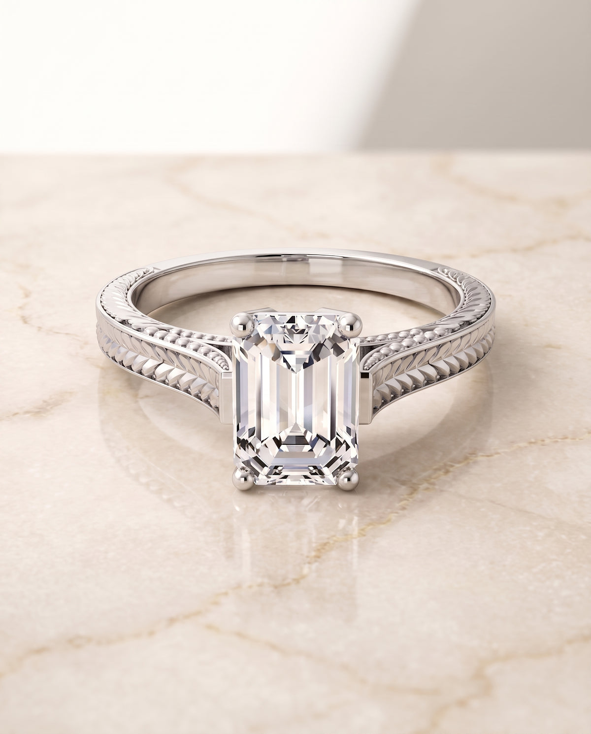 The Aida emerald engagement ring setting in Platinum | RockHer