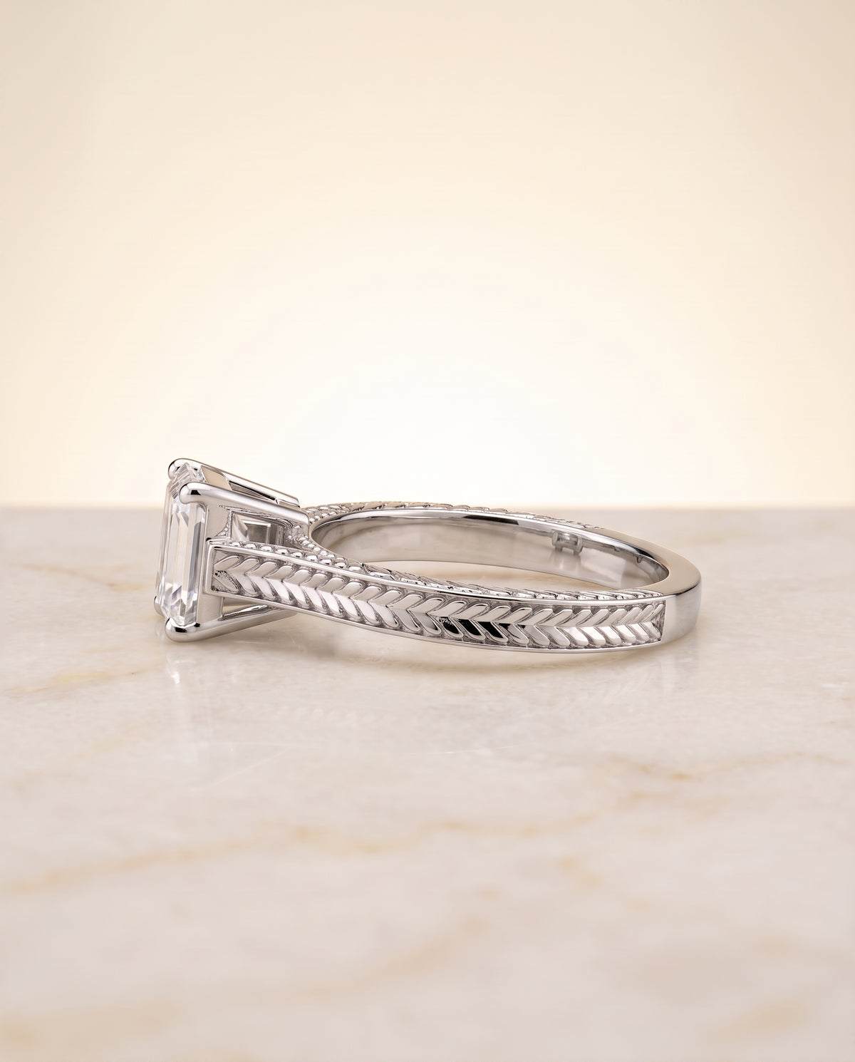 The Aida setting for emerald diamonds, made to order in Platinum | RockHer