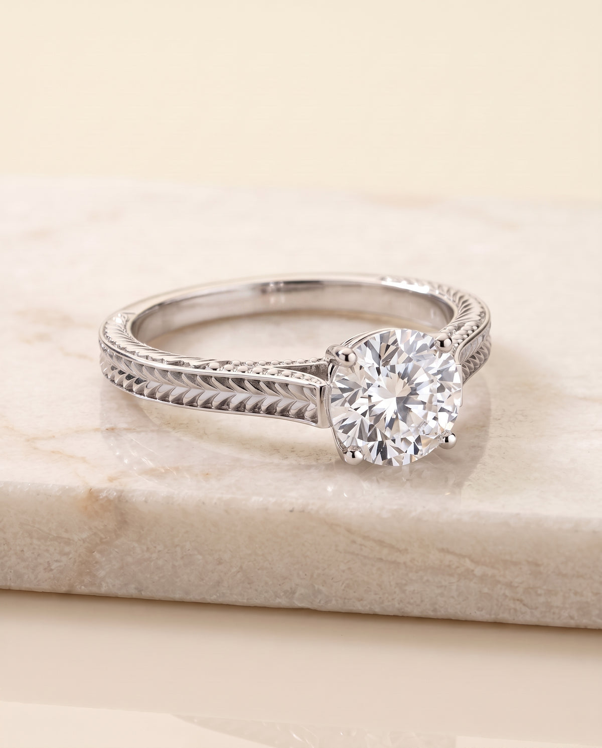 The Aida round engagement ring setting in Platinum | RockHer
