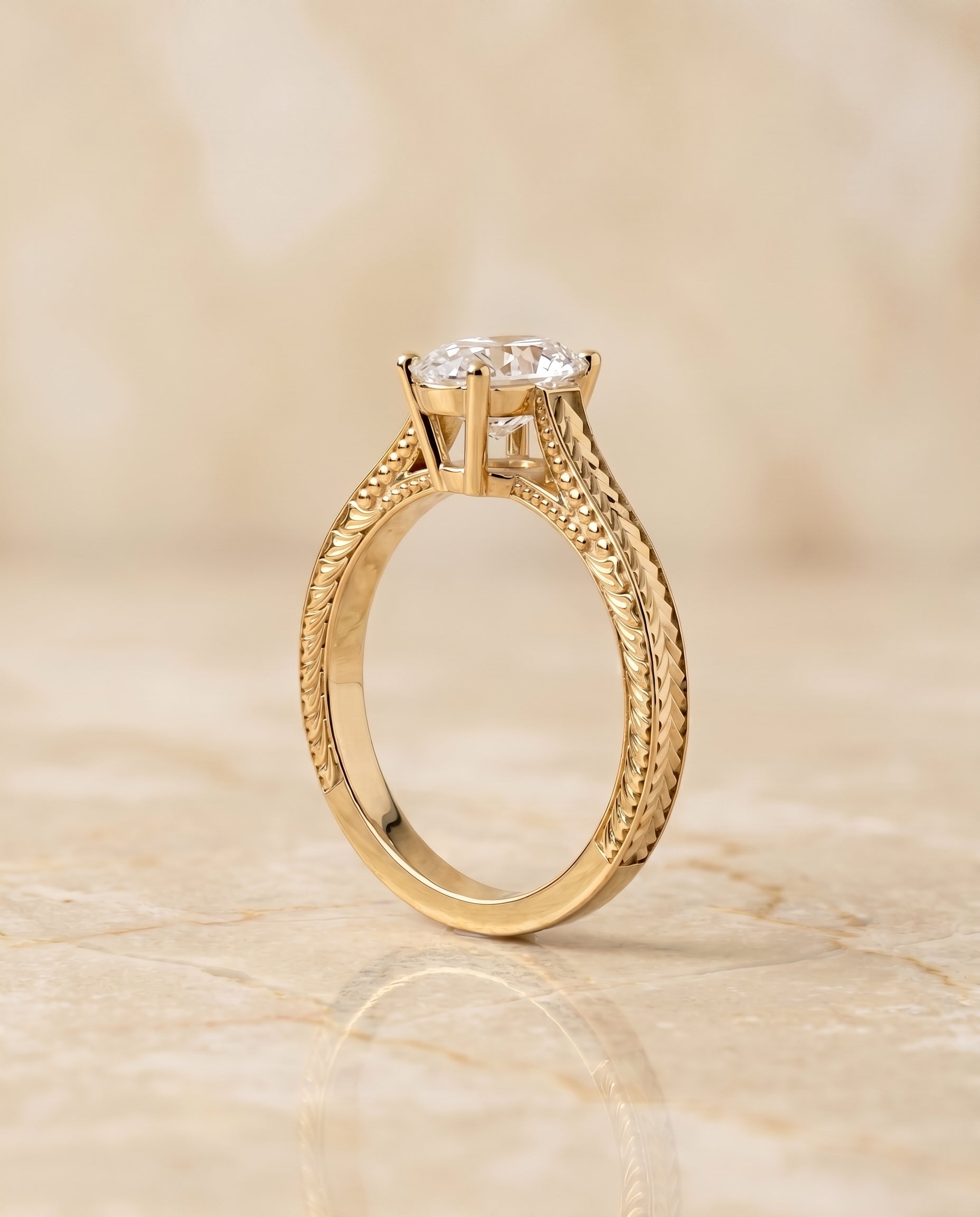 The Aida setting for oval diamonds, made to order in 18K Yellow Gold | RockHer