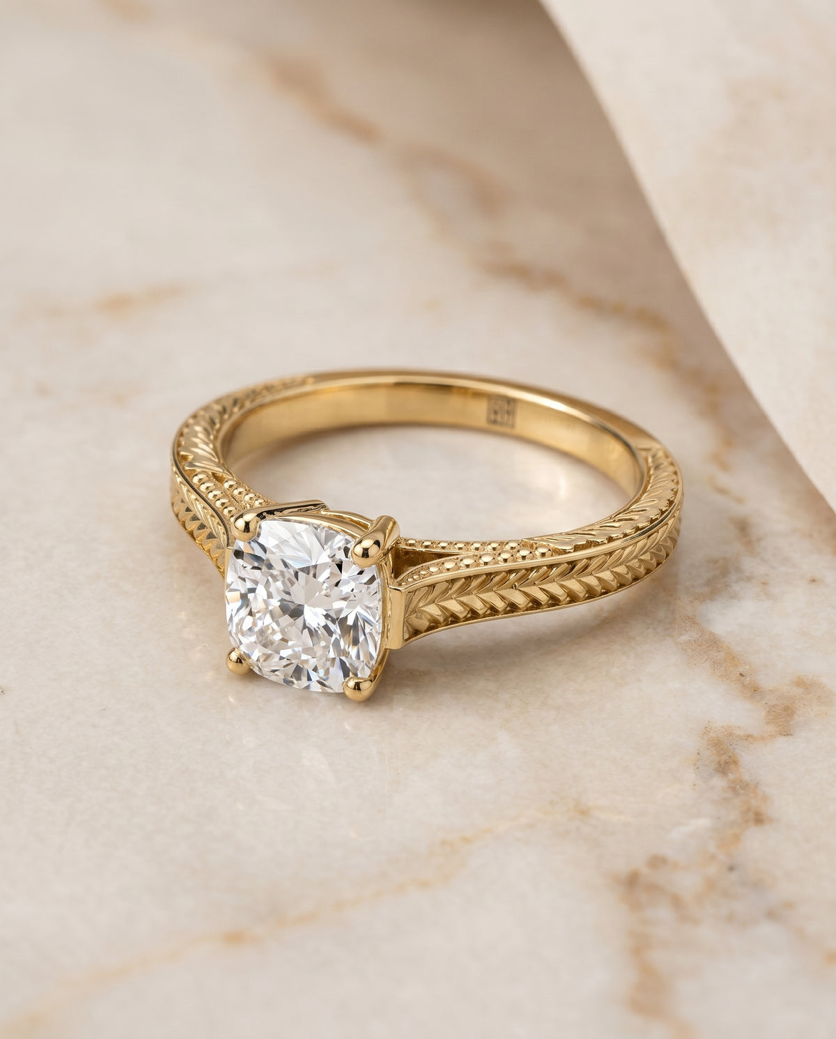 The Aida cushion engagement ring setting in 18K Yellow Gold | RockHer