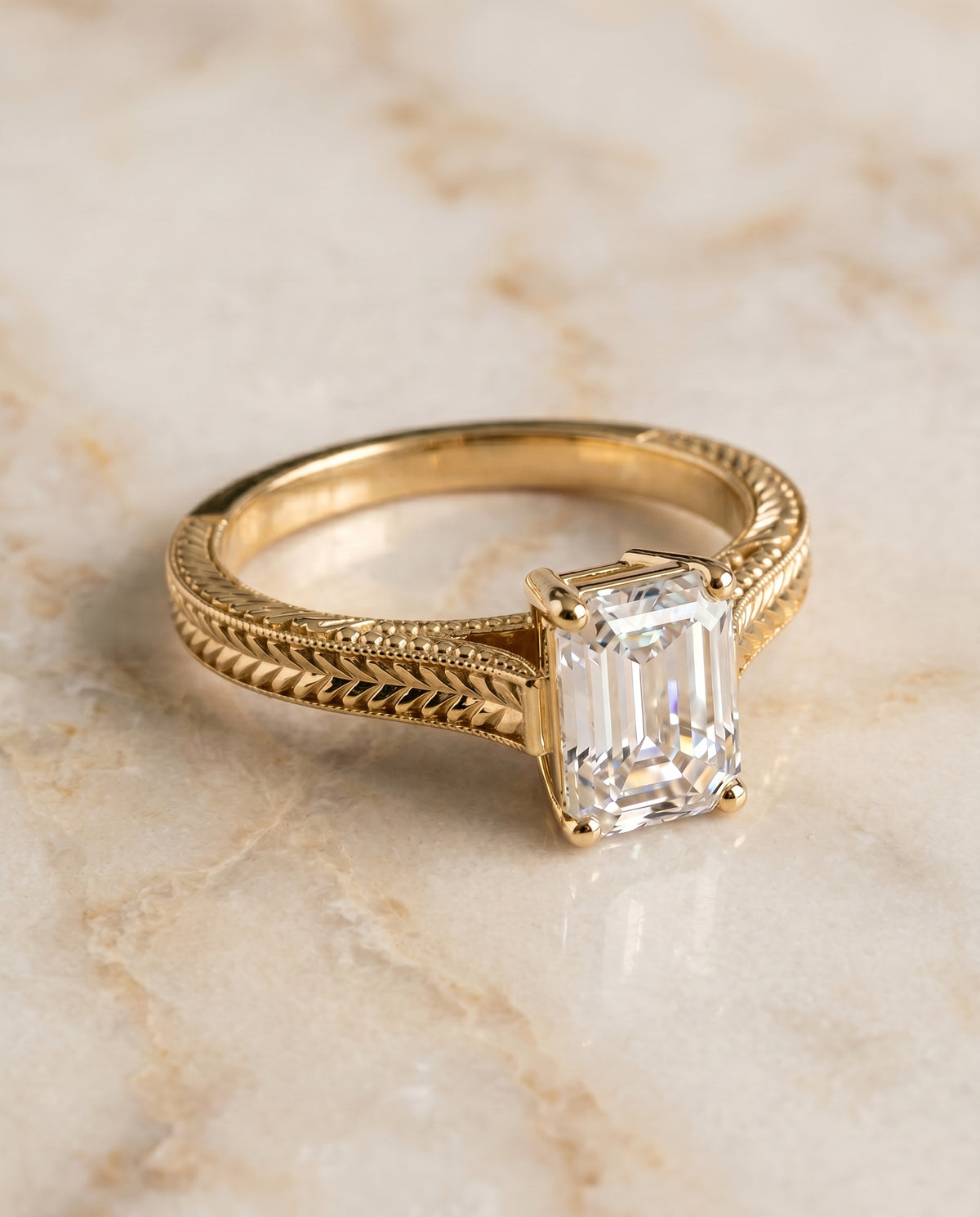 The Aida emerald engagement ring setting in 18K Yellow Gold | RockHer