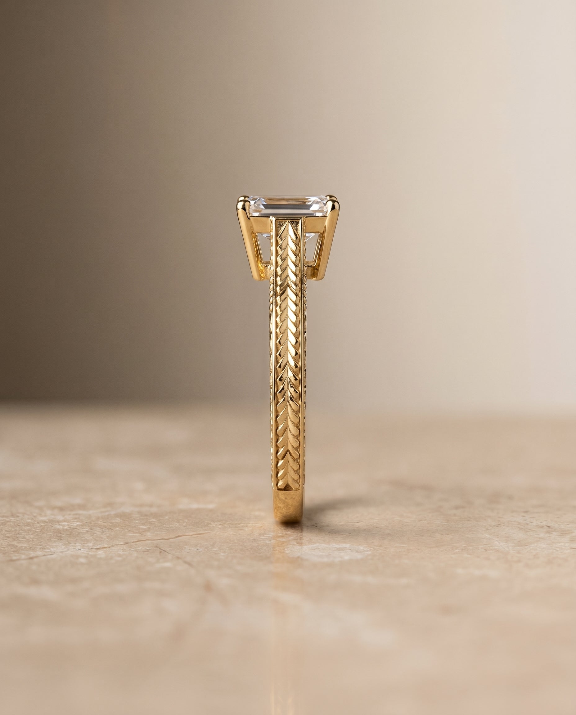 The Aida setting for emerald diamonds, made to order in 18K Yellow Gold | RockHer