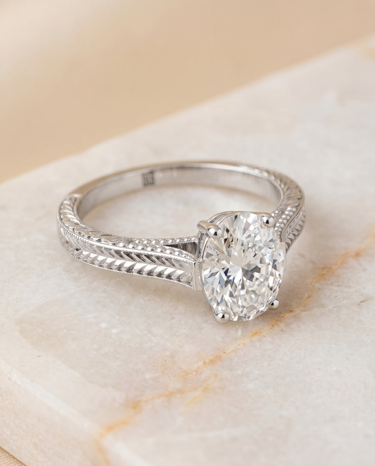 The Aida oval engagement ring setting in Platinum | RockHer