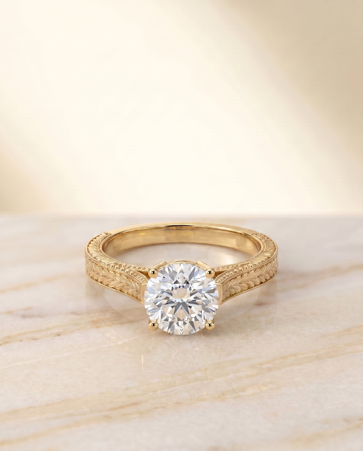 The Aida round engagement ring setting in 18K Yellow Gold | RockHer